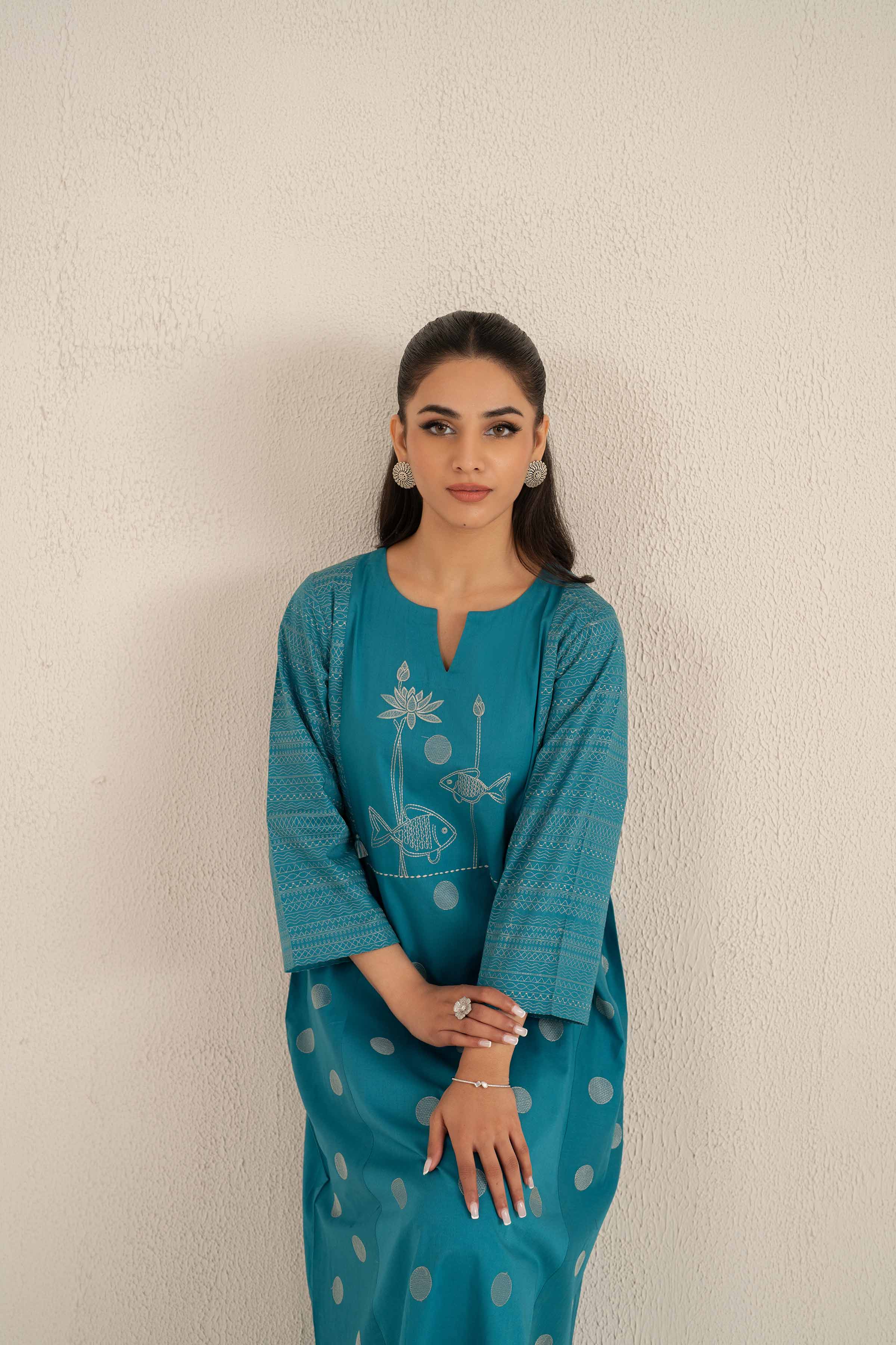 NishatUK - Ferozi Embroidered Cambric 1-piece ready to wear Shirt