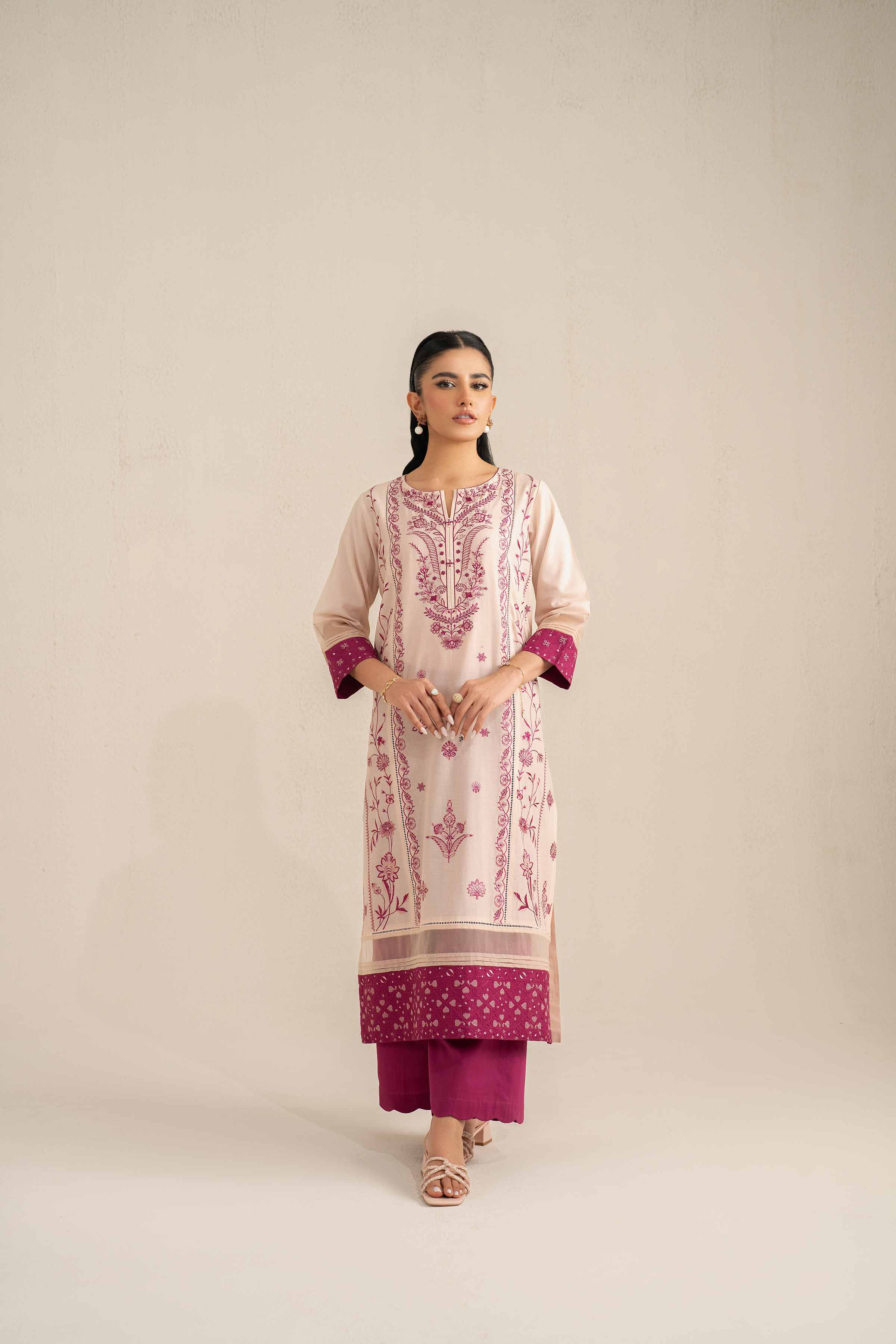 NishatUK - Brown Embroidered Lawn 2-piece ready to wear Luxury Dress