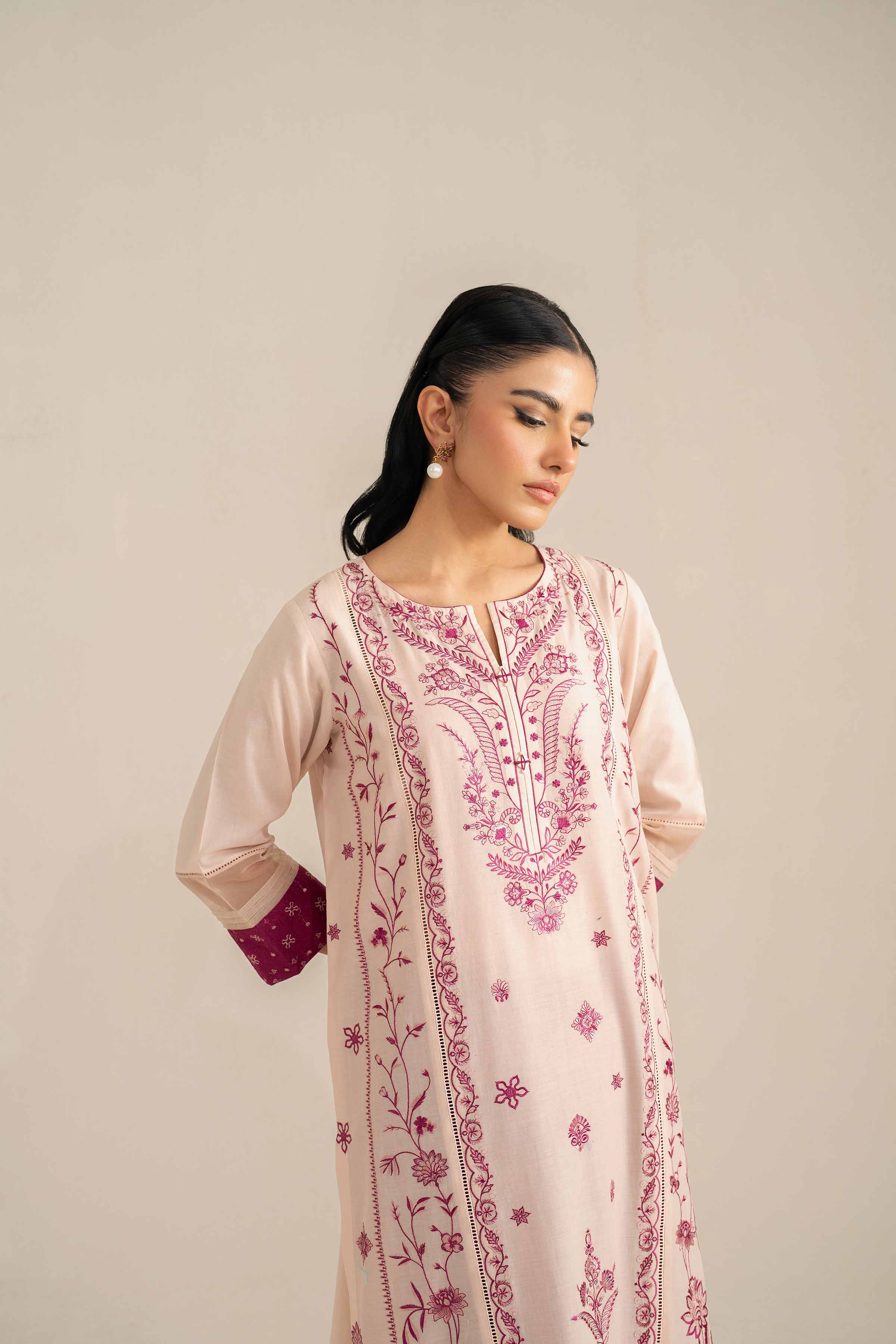NishatUK - Brown Embroidered Lawn 2-piece ready to wear Luxury Dress