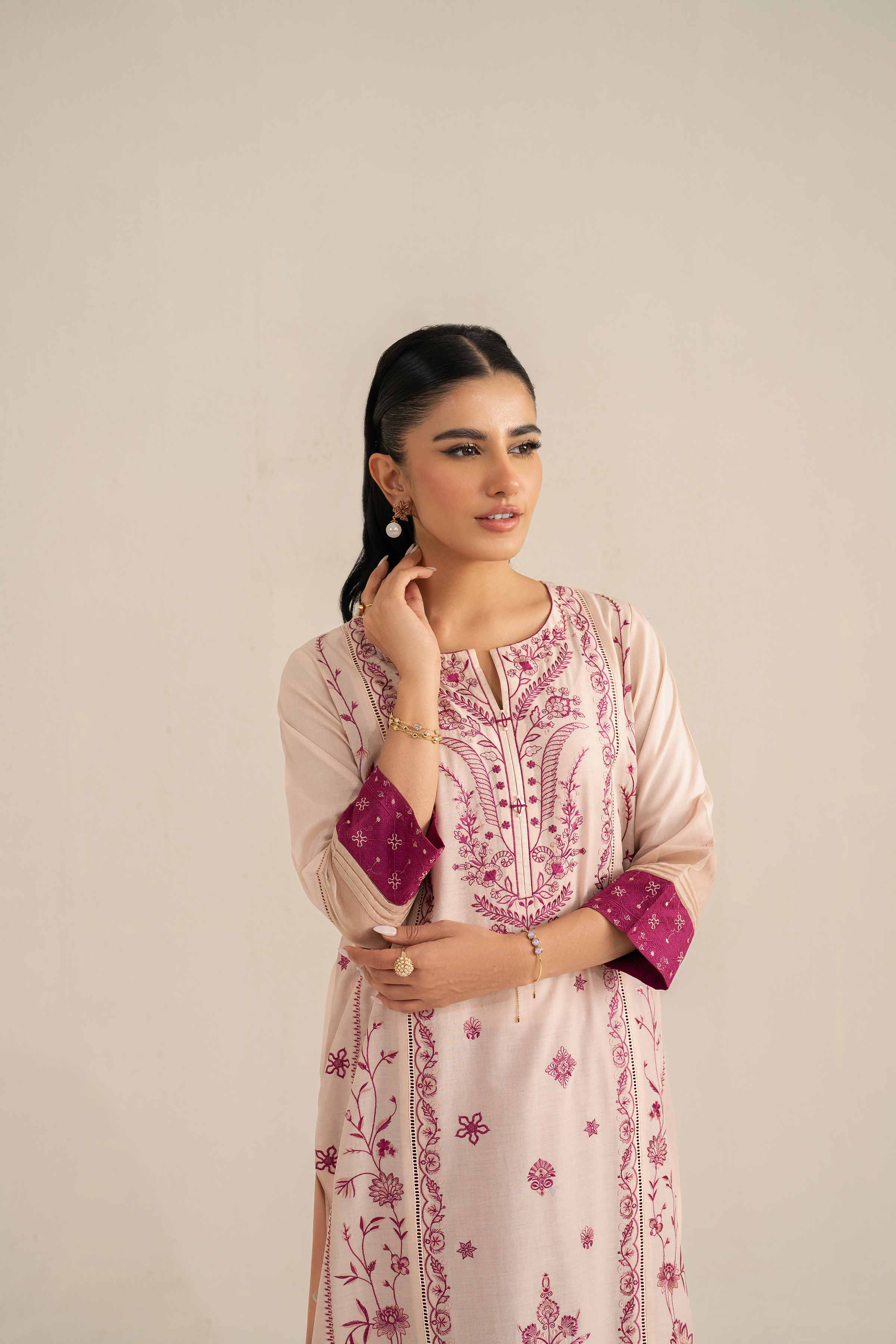 NishatUK - Brown Embroidered Lawn 2-piece ready to wear Luxury Dress