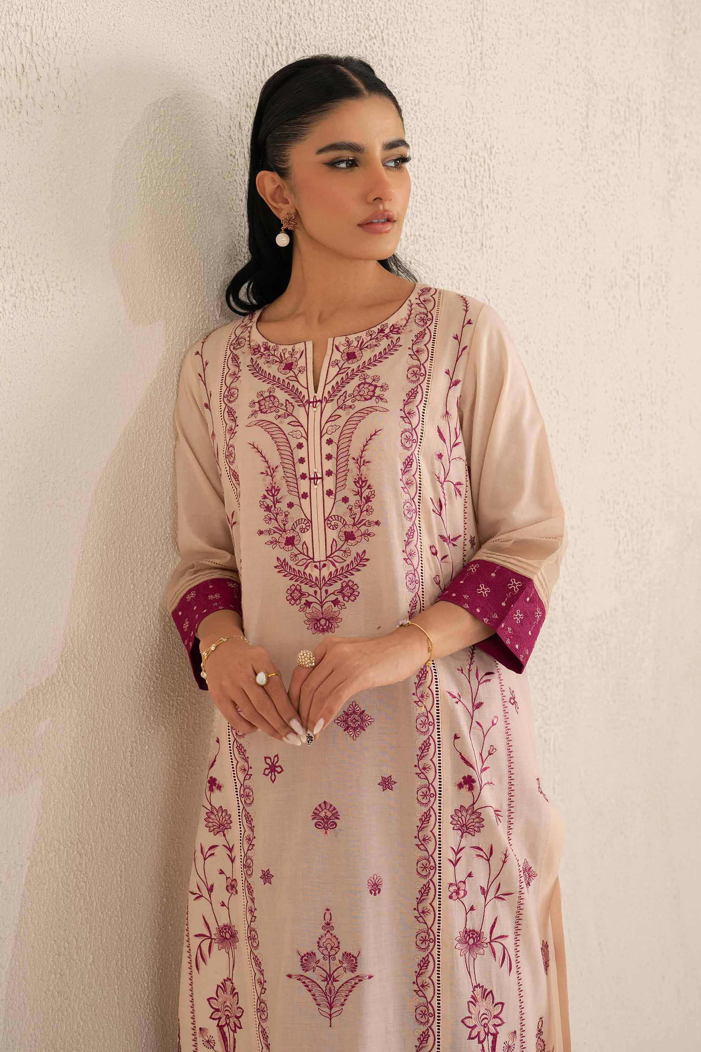 NishatUK - Brown Embroidered Lawn 2-piece ready to wear Luxury Dress