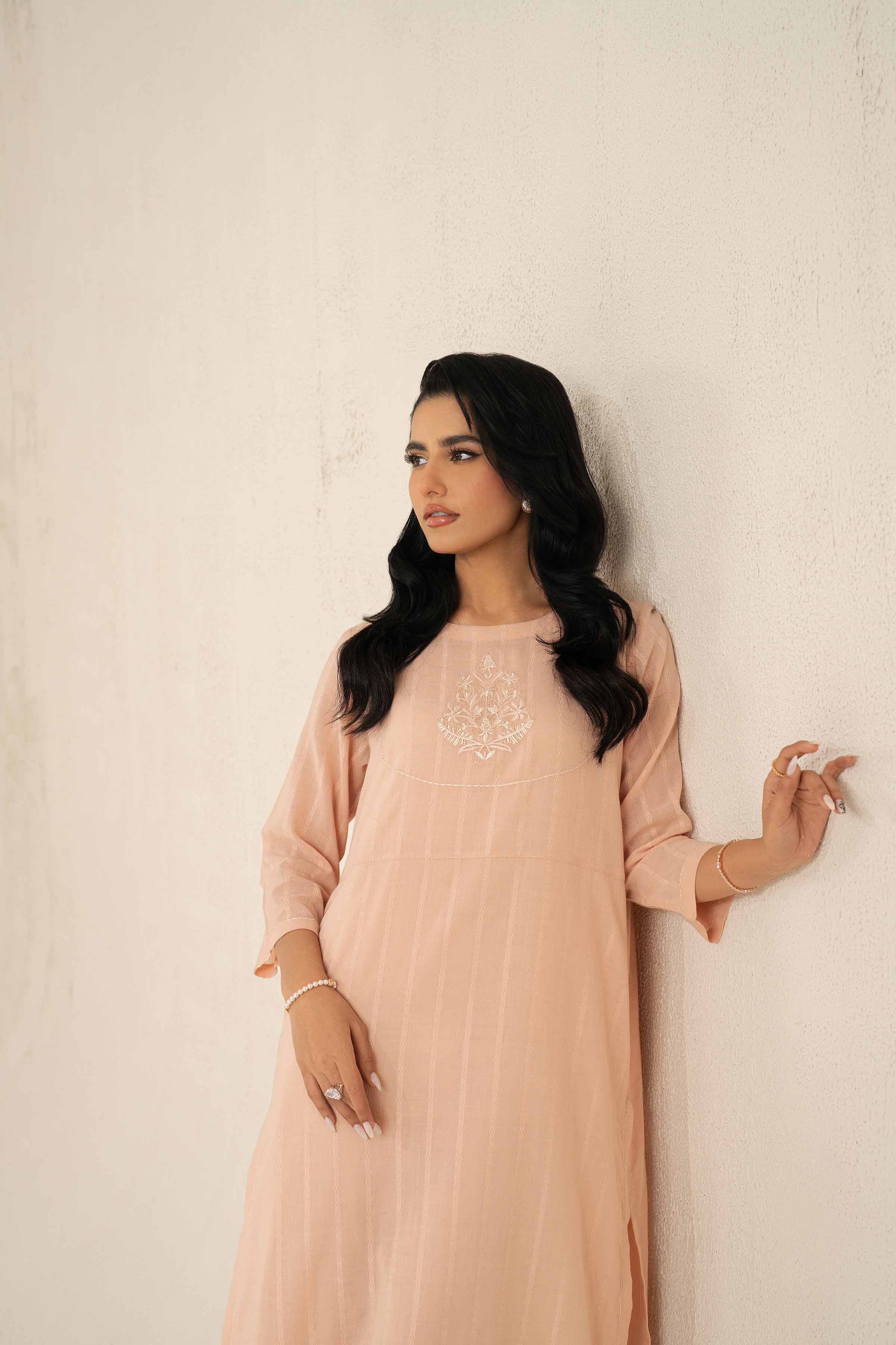 NishatUK - Brown Embroidered Silk 2-piece ready to wear Luxury Dress