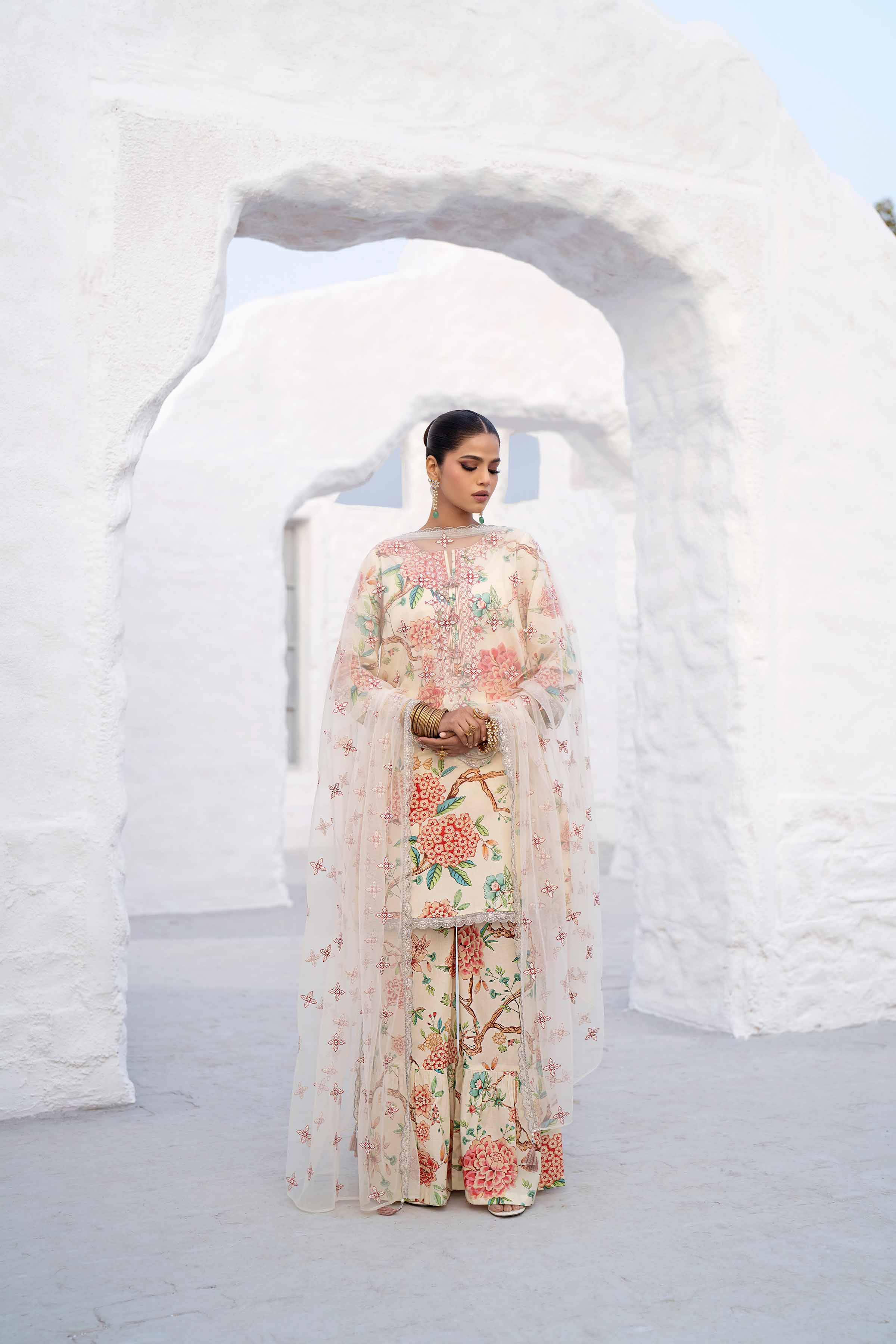 NishatUK - Brown Embroidered Cambric 3-piece ready to wear Suit
