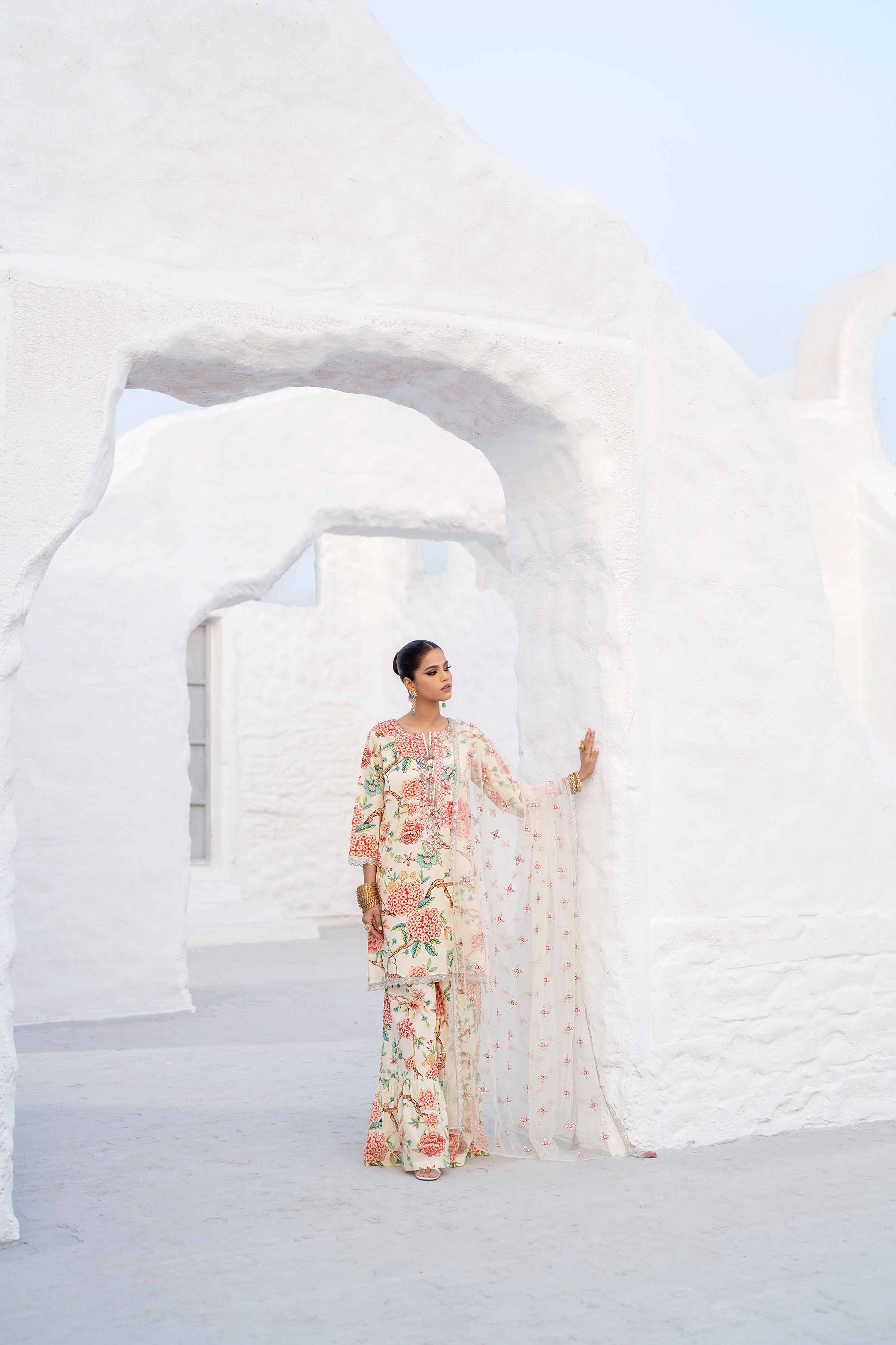 NishatUK - Brown Embroidered Cambric 3-piece ready to wear Suit