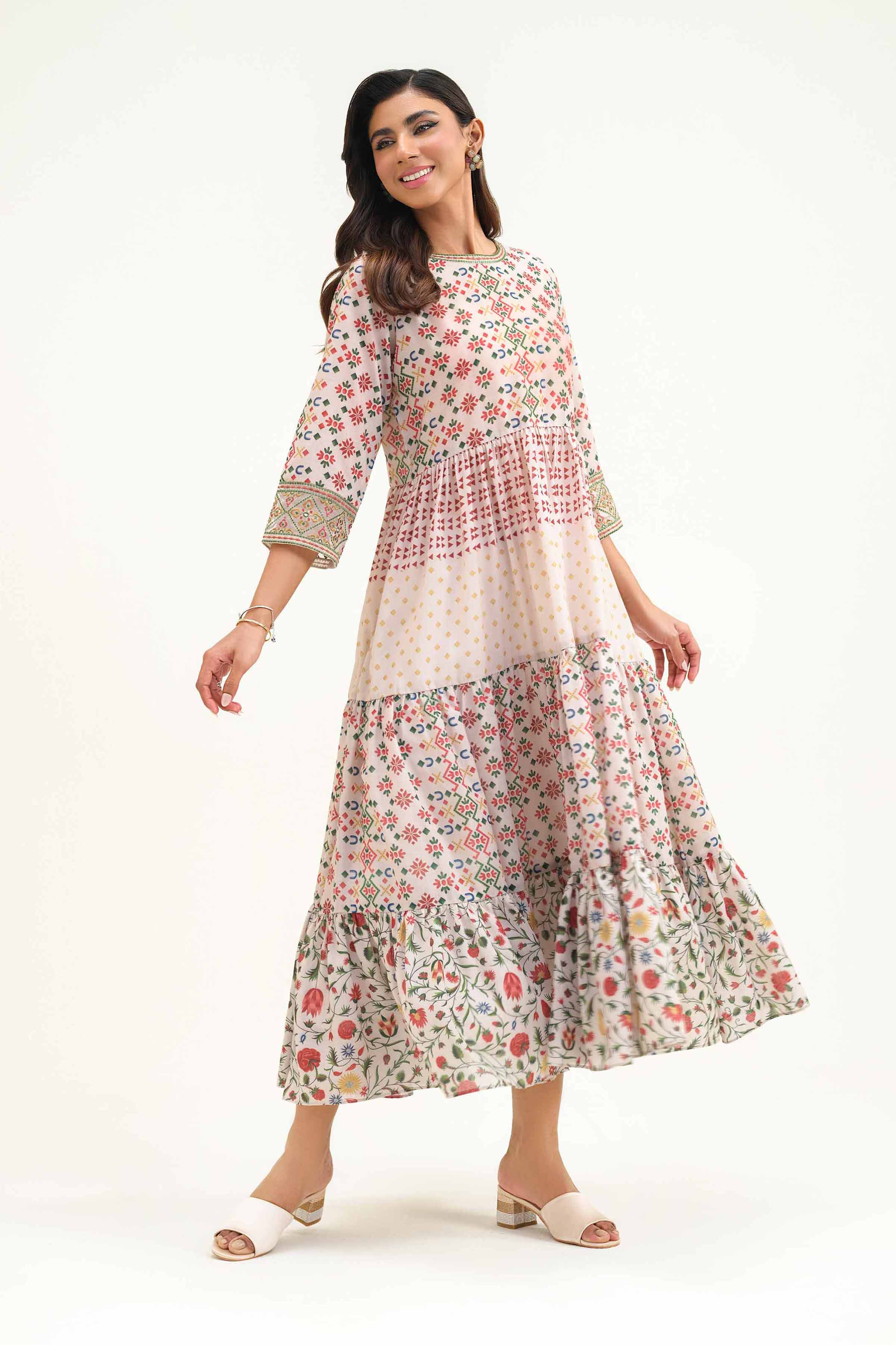 Nishat UK - Printed Embroidered Dress - KFS25-40