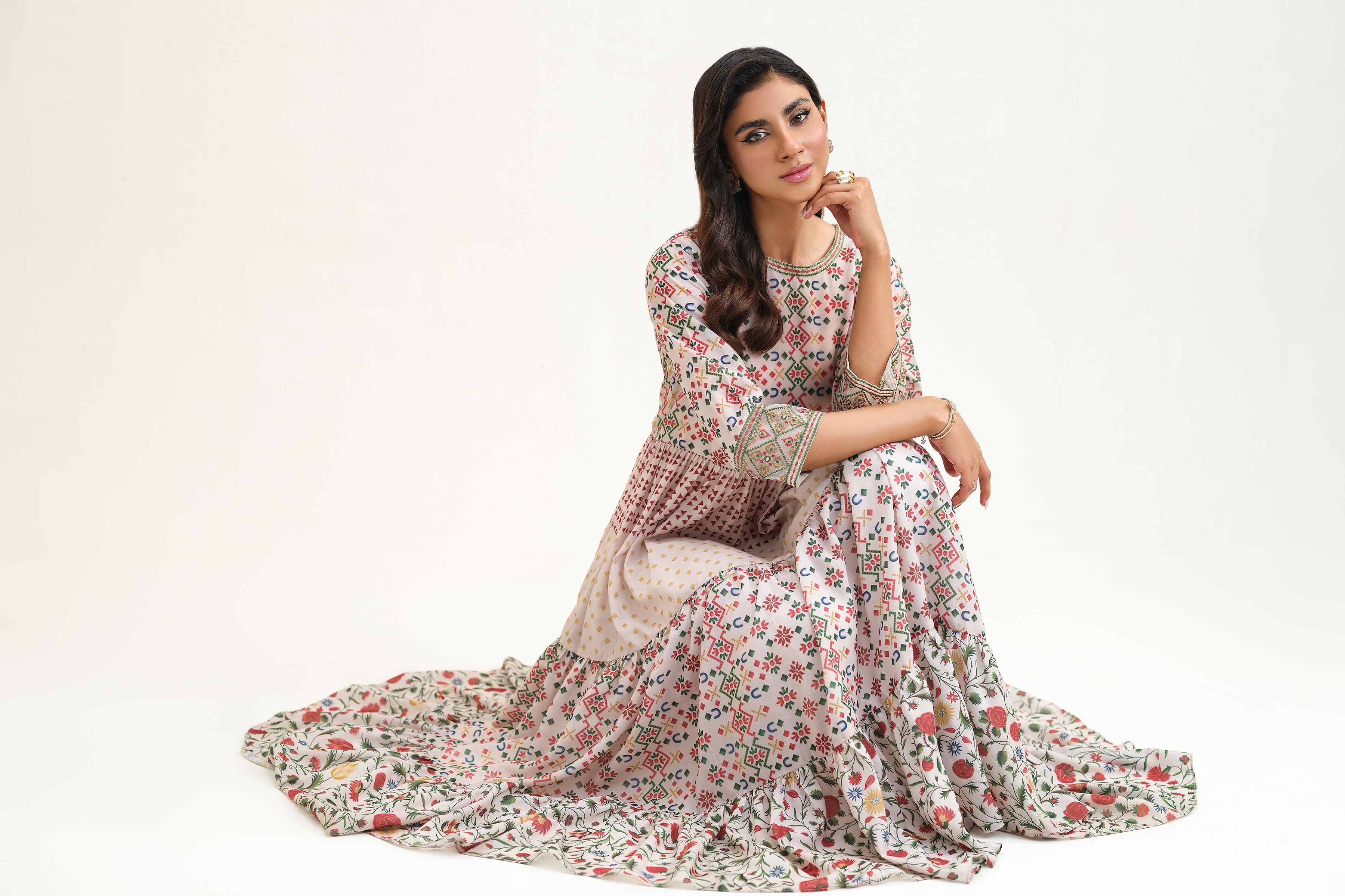 Nishat UK - Printed Embroidered Dress - KFS25-40