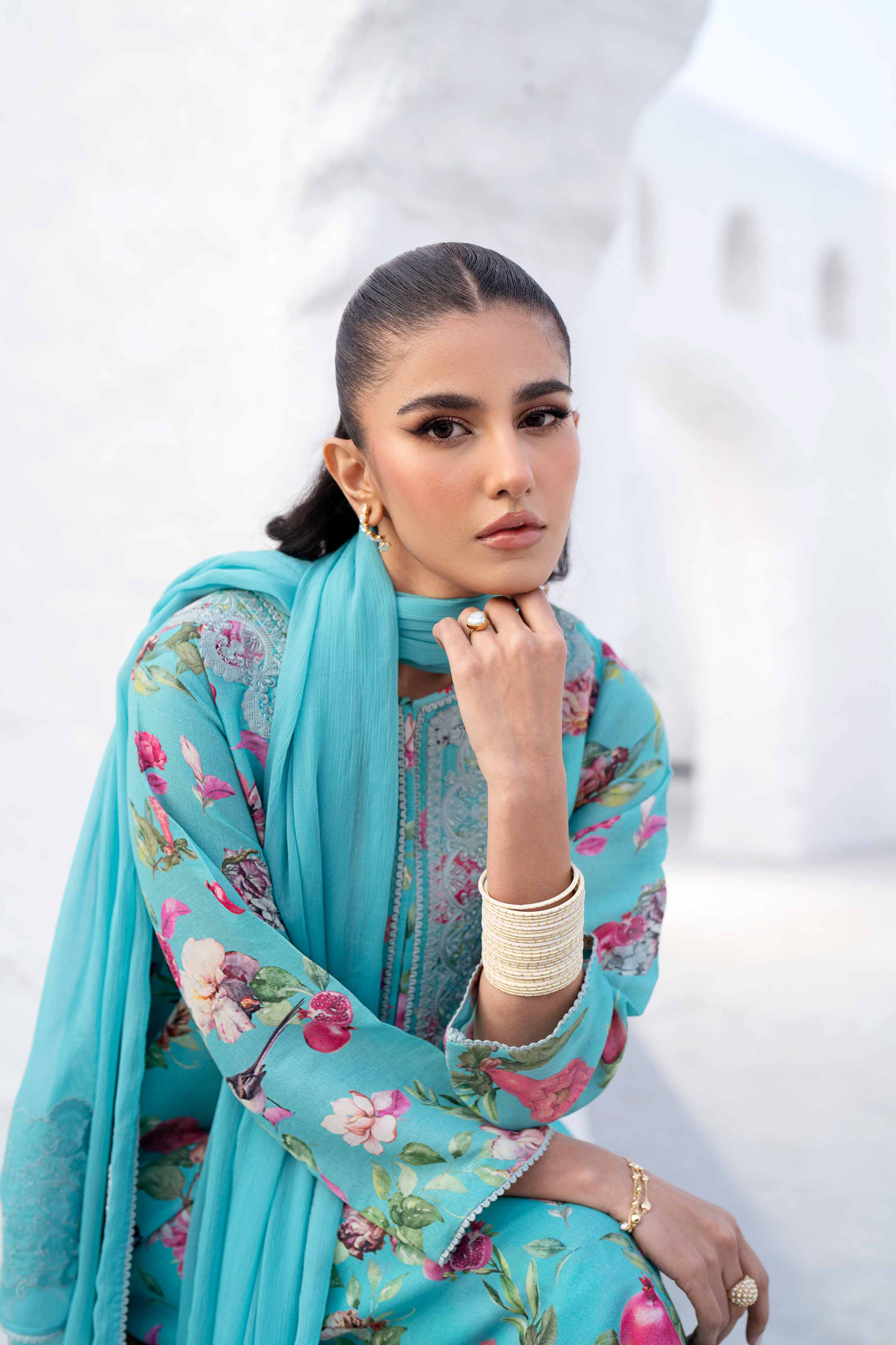 NishatUK - Brown Embroidered Voile 3-piece ready to wear Suit