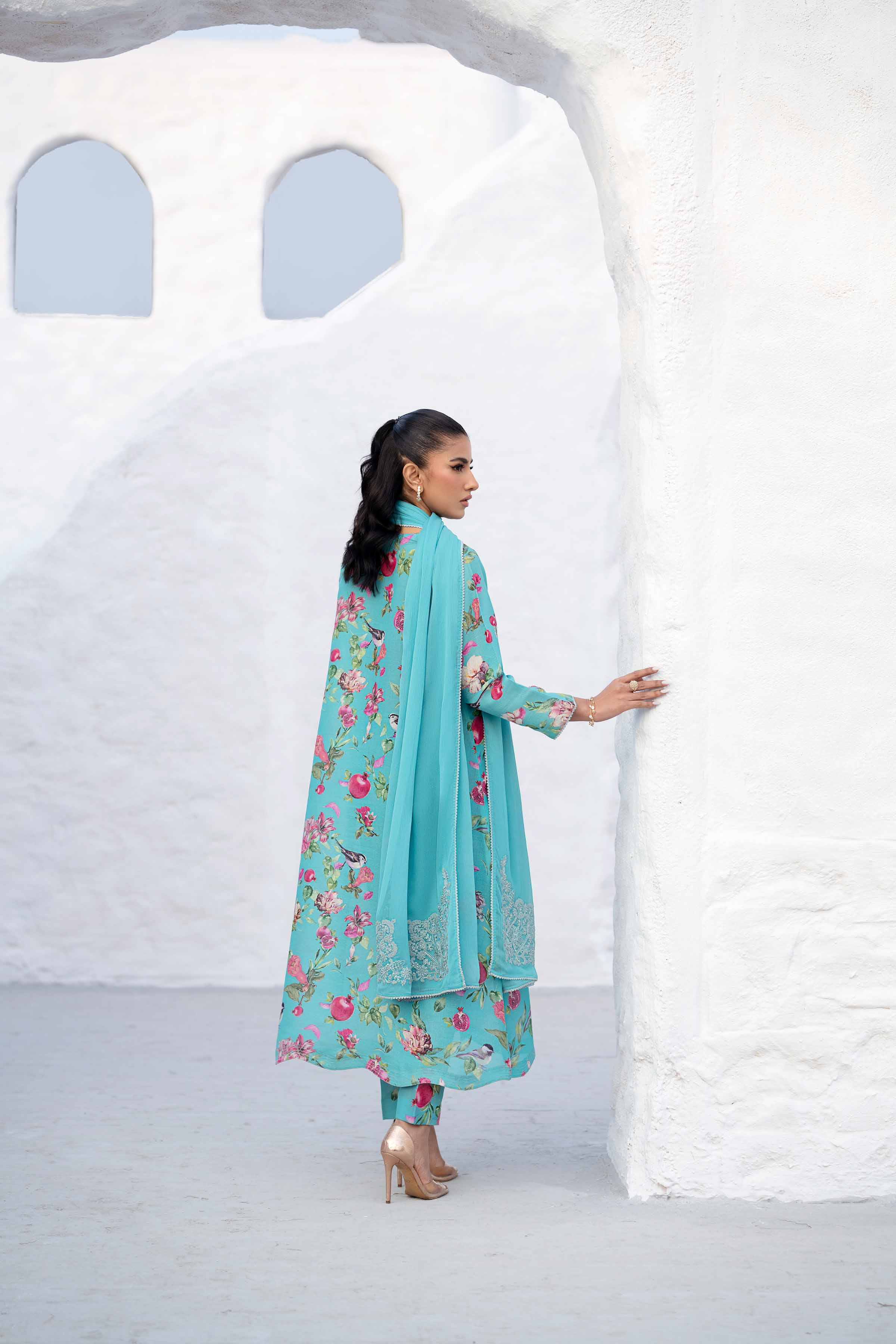 NishatUK - Brown Embroidered Voile 3-piece ready to wear Suit