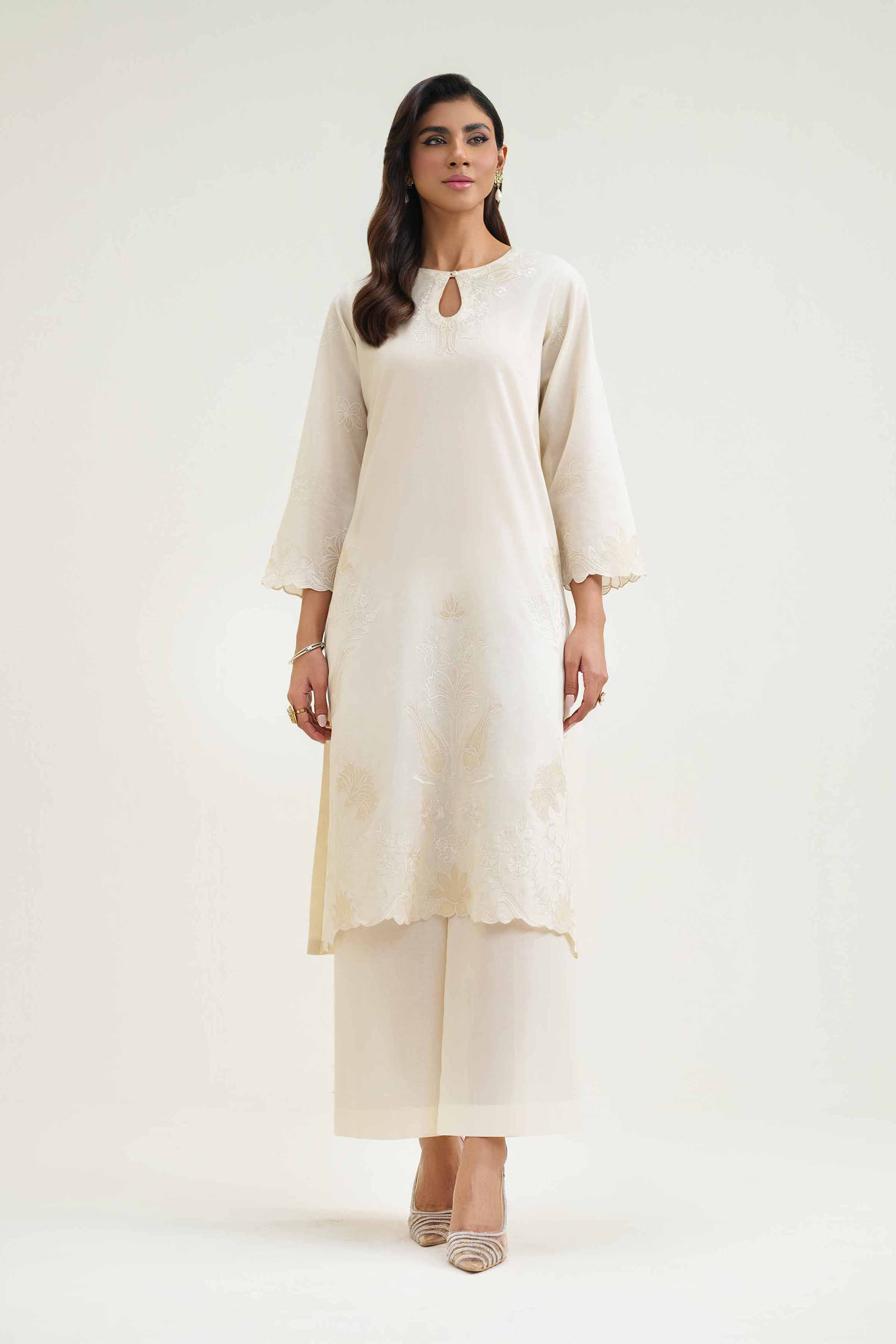 NishatUK - Brown Embroidered Lawn 3-piece ready to wear Suit