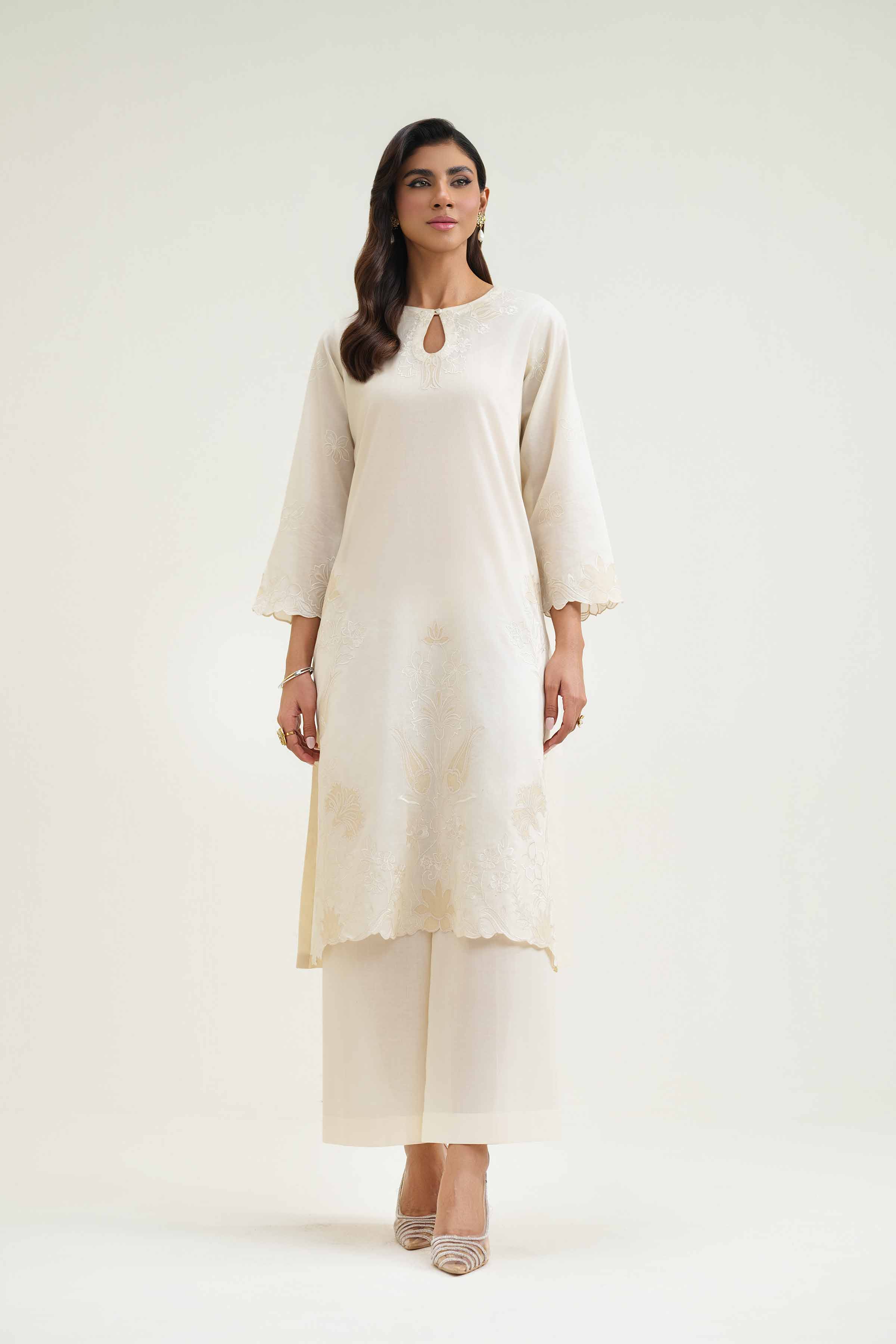 NishatUK - Brown Embroidered Lawn 3-piece ready to wear Suit