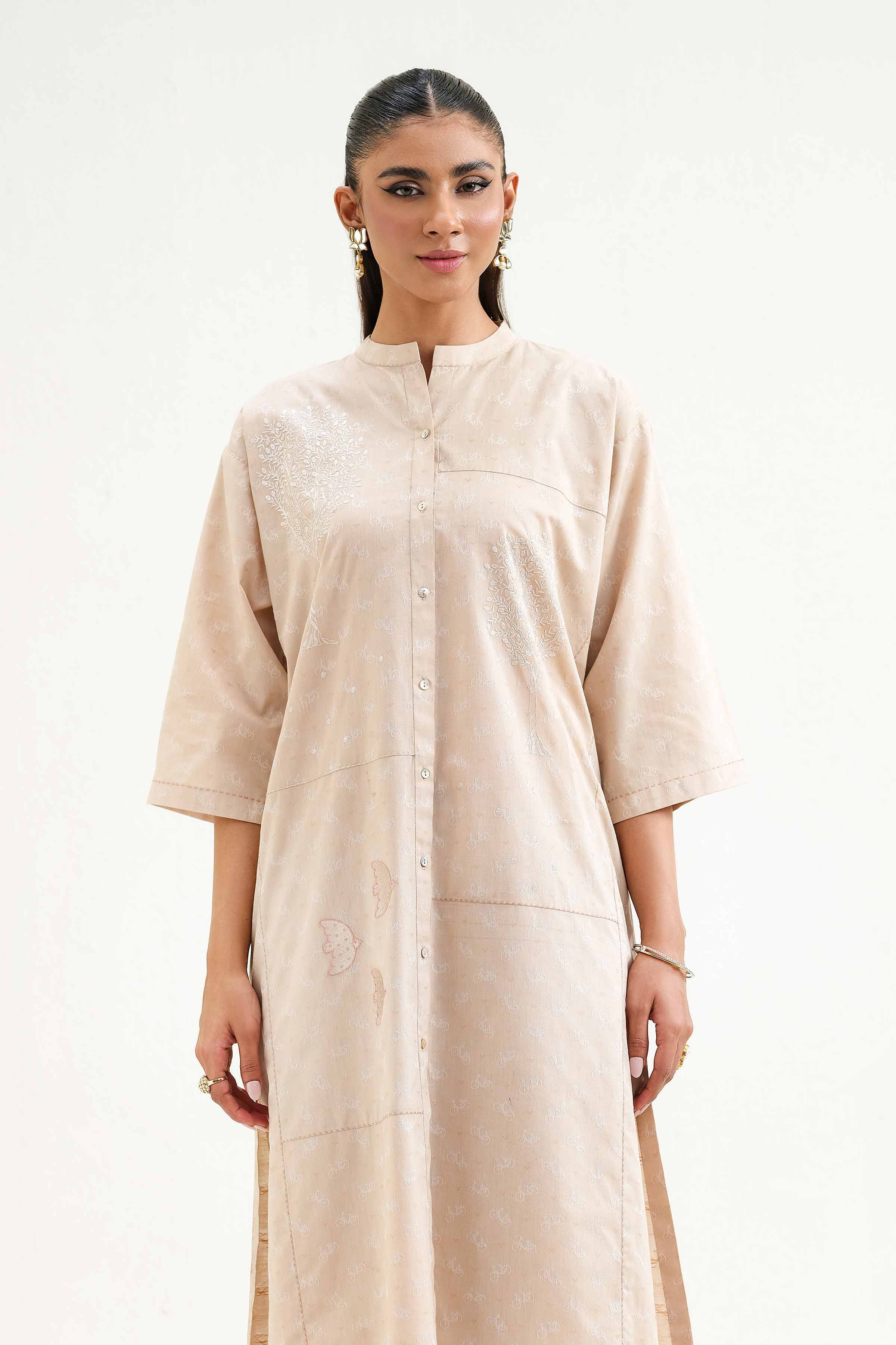 NishatUK - Brown Embroidered Jacquard 2-piece ready to wear Luxury Dress