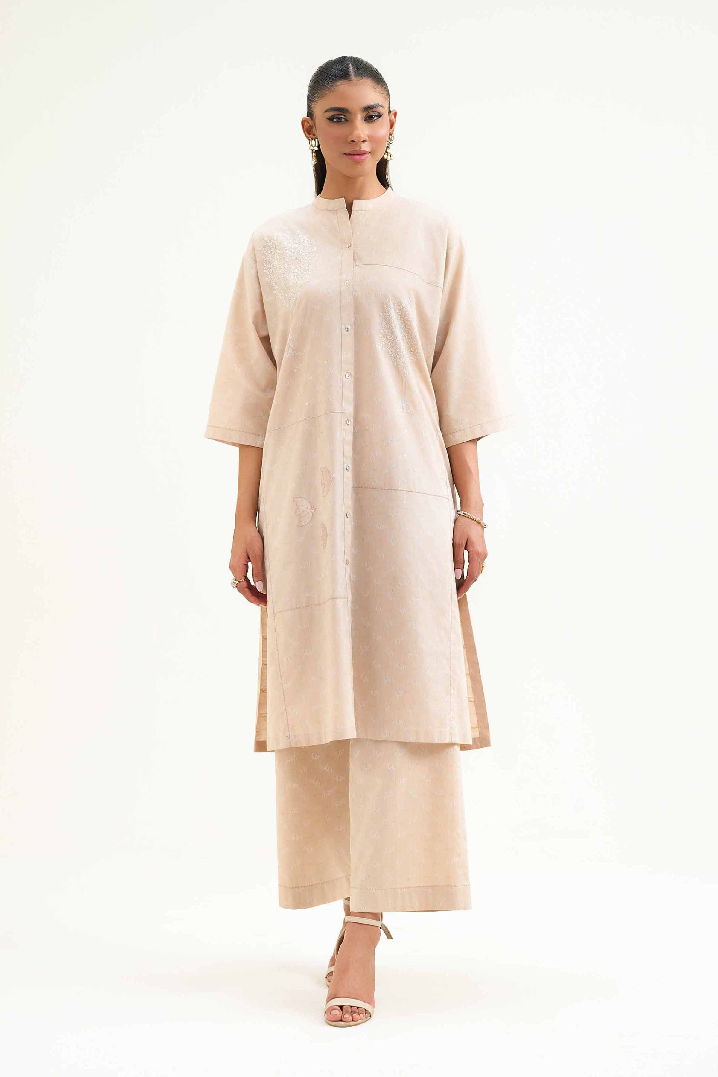 NishatUK - Brown Embroidered Jacquard 2-piece ready to wear Luxury Dress