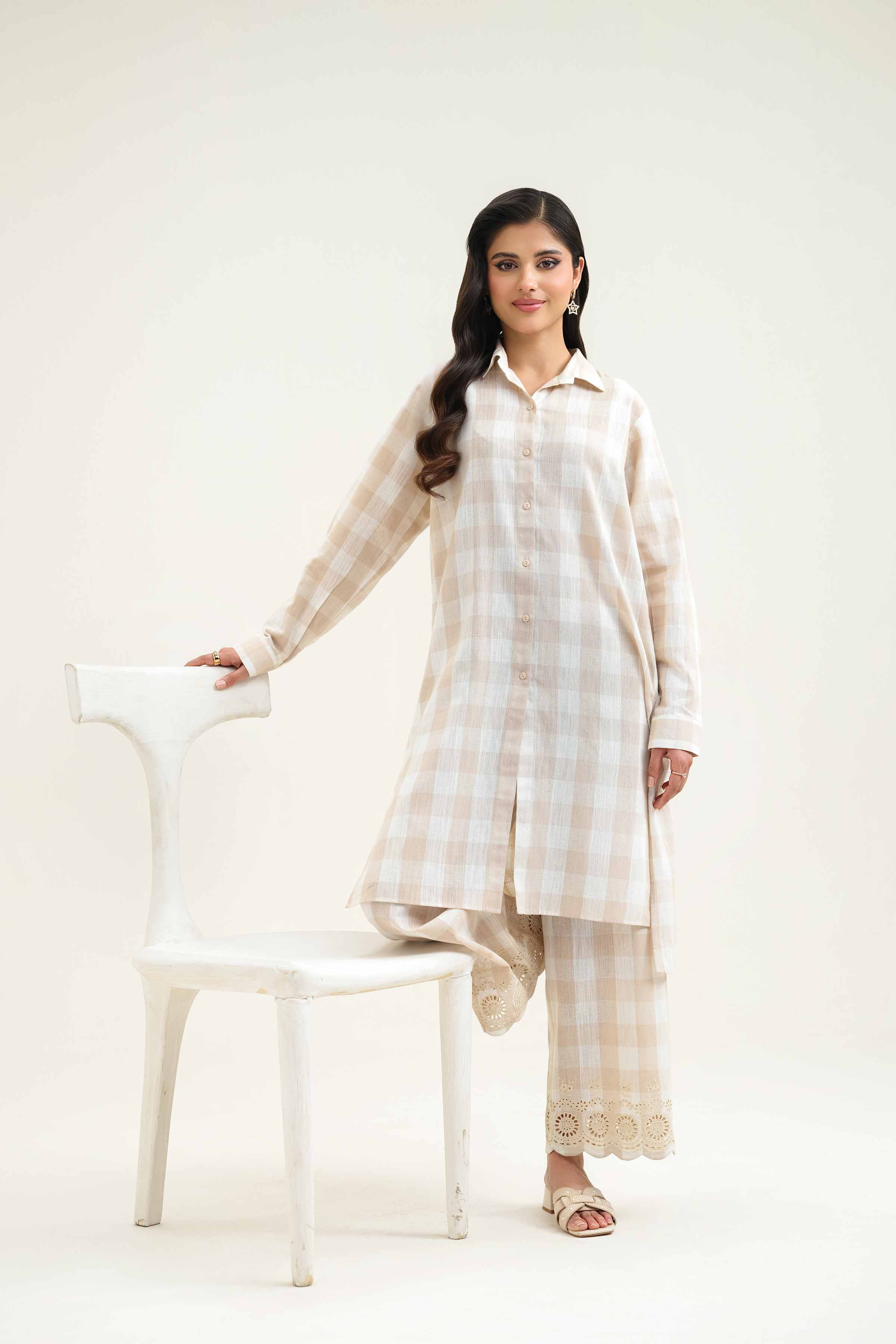 NishatUK - Brown Embroidered Yarn Dyed 2-piece ready to wear Luxury Dress