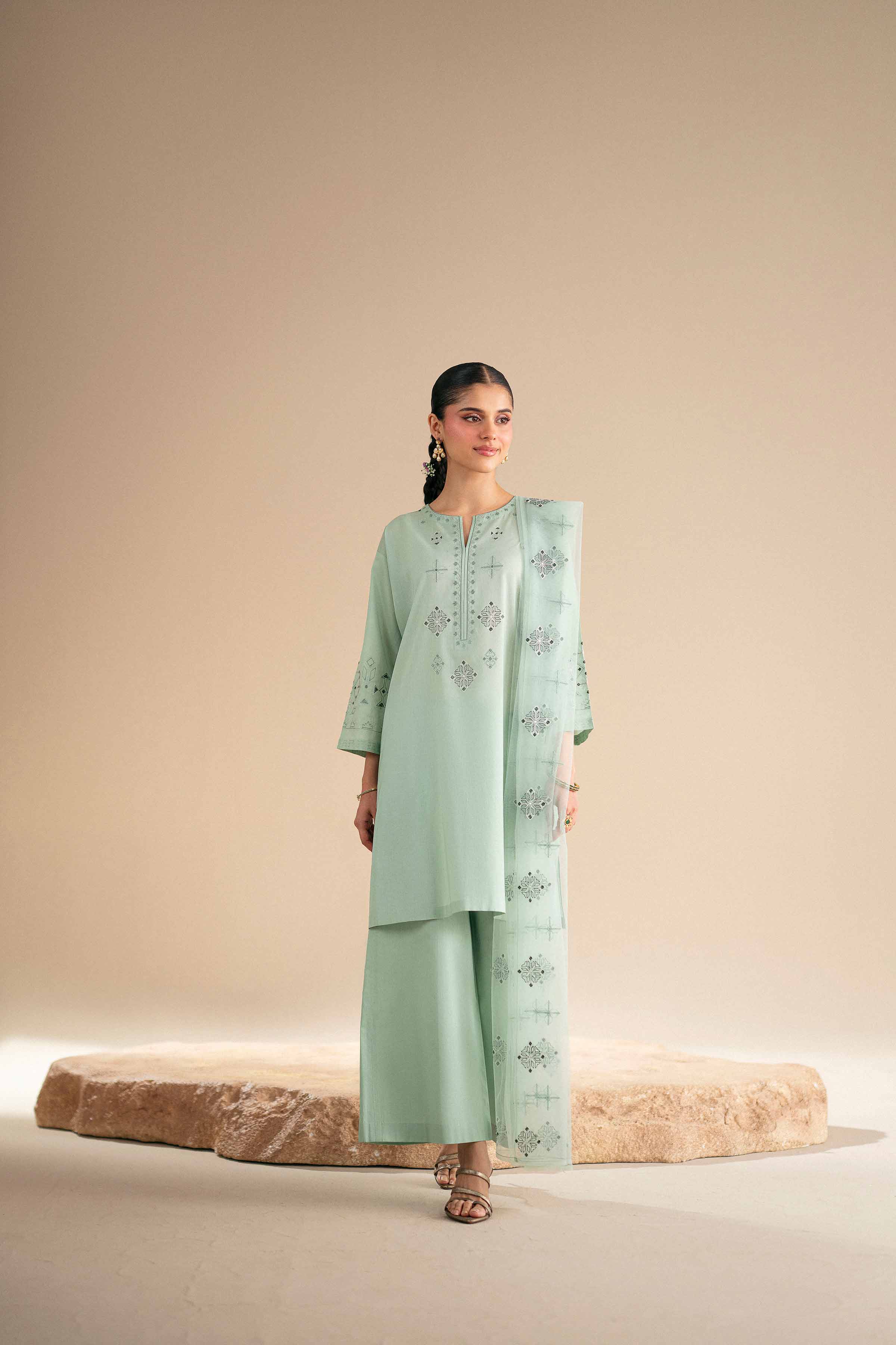3 Piece - Embroidered Suit - KFS25-95
