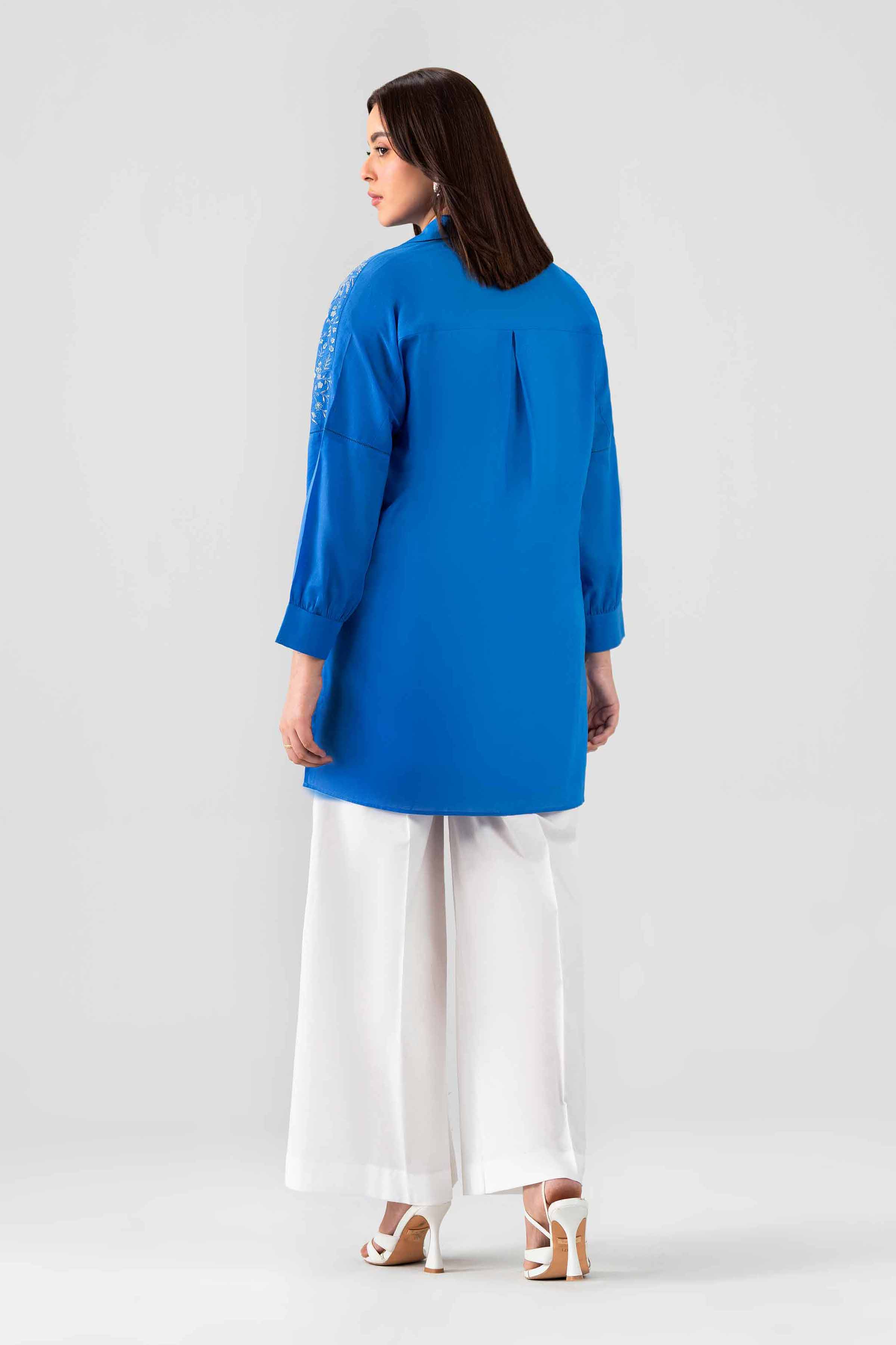 Nishat UK - Blue Embroidered Cotton 1 Piece ready to wear luxury Shirt