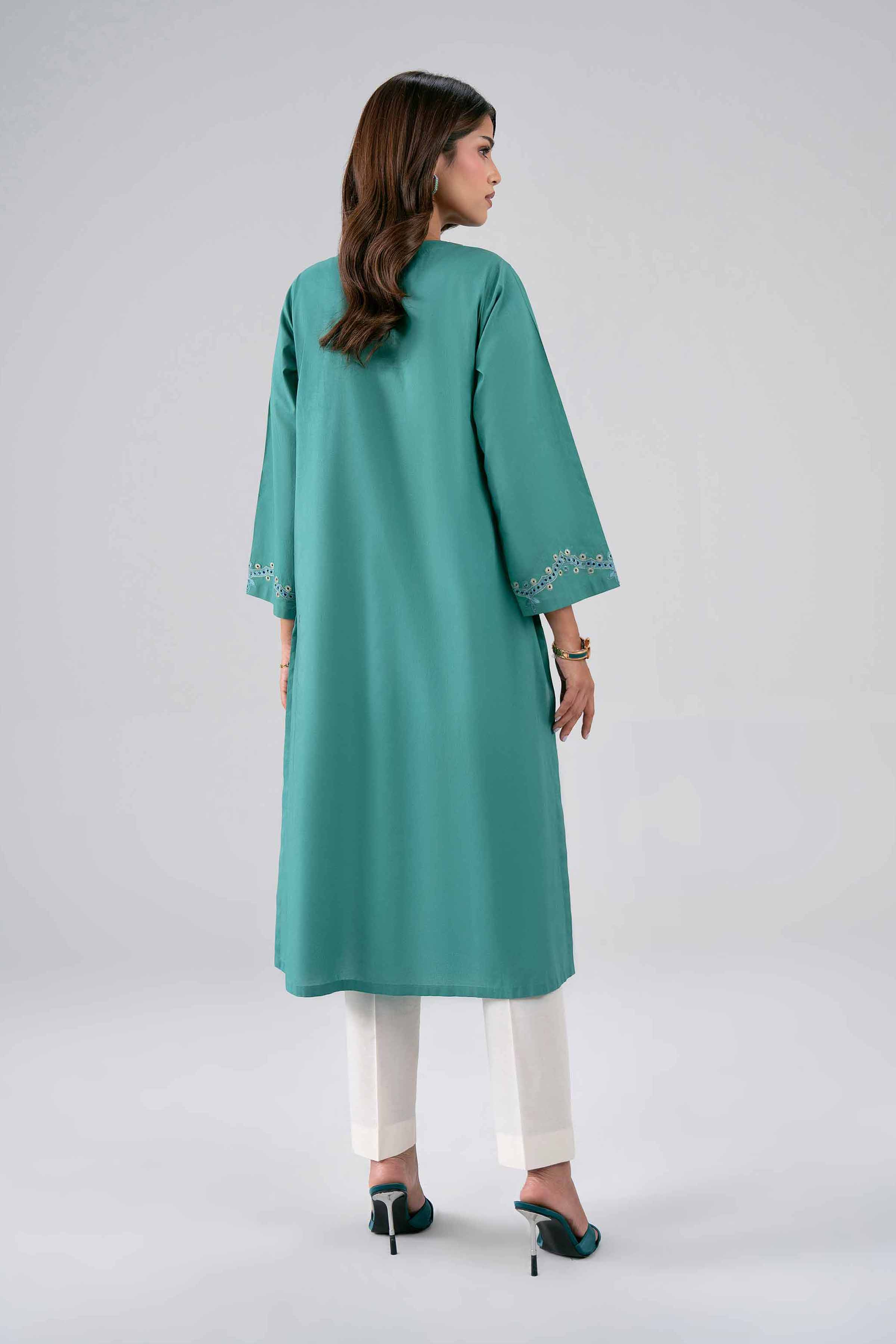 Nishat UK - Green Embroidered Cambric 1 Piece ready to wear luxury Shirt