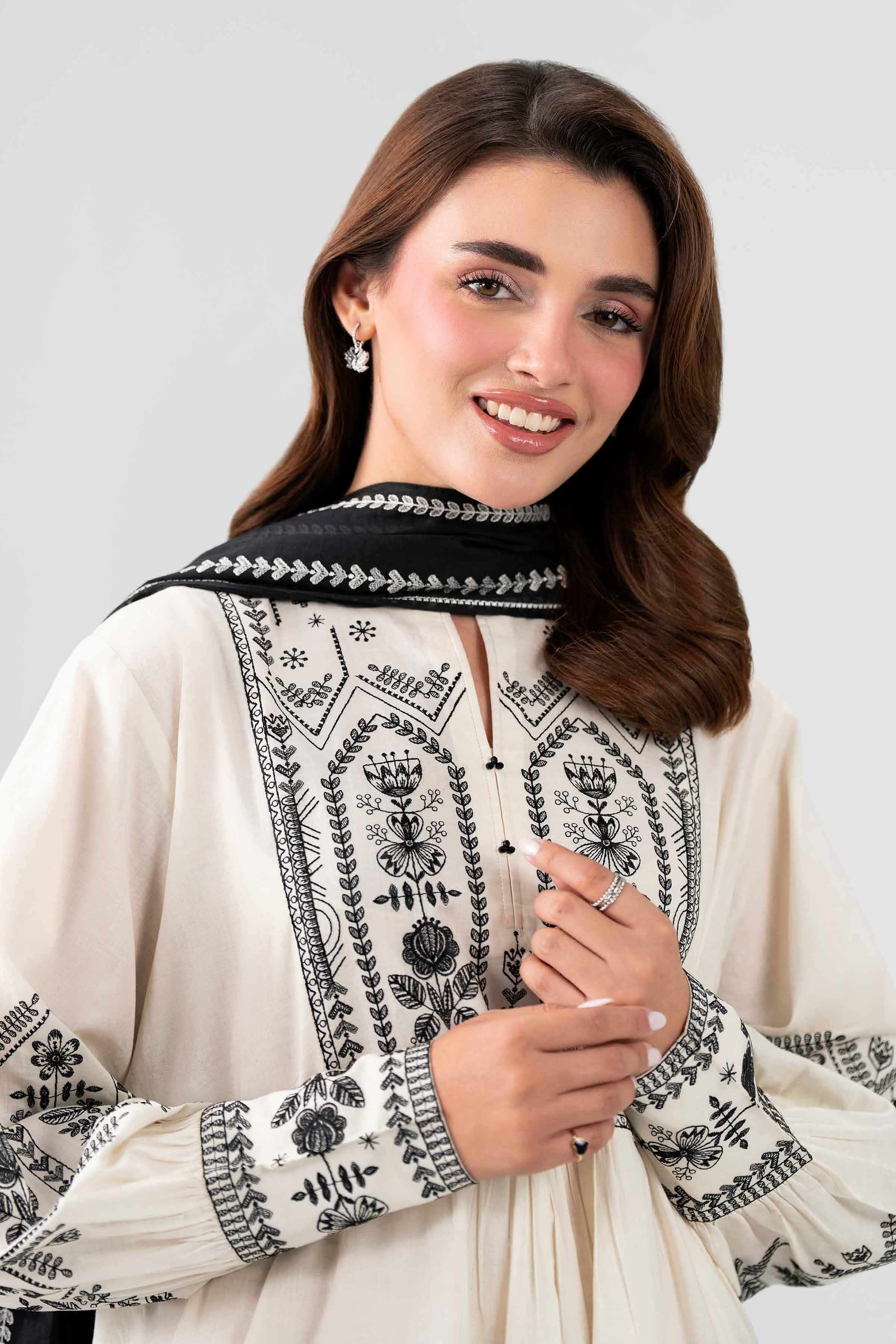 Nishat UK - Off White Embroidered Cambric 2 Pieces ready to wear luxury Dress