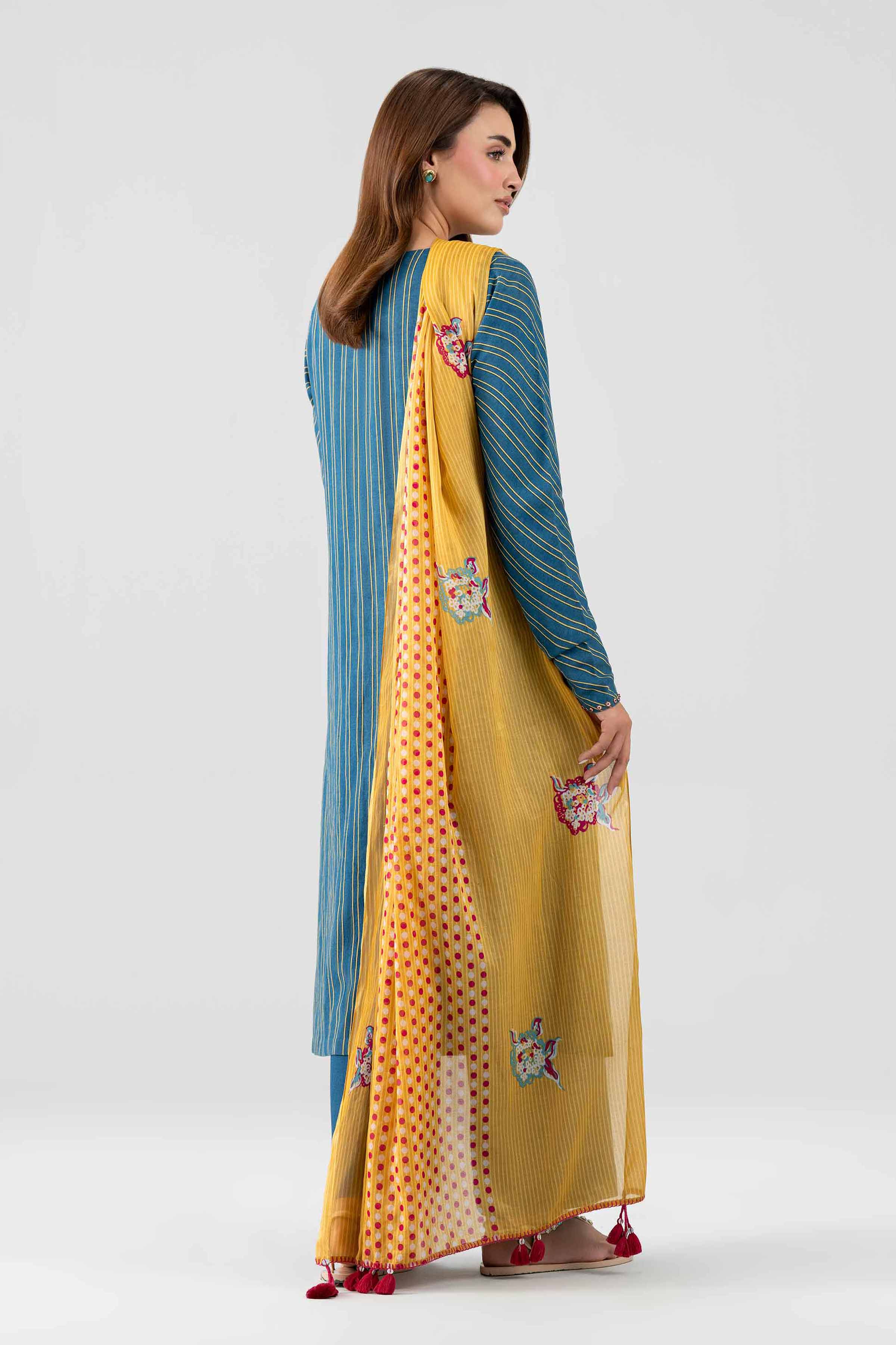 Nishat UK - Blue Embroidered Cotton 3 Pieces ready to wear Suit