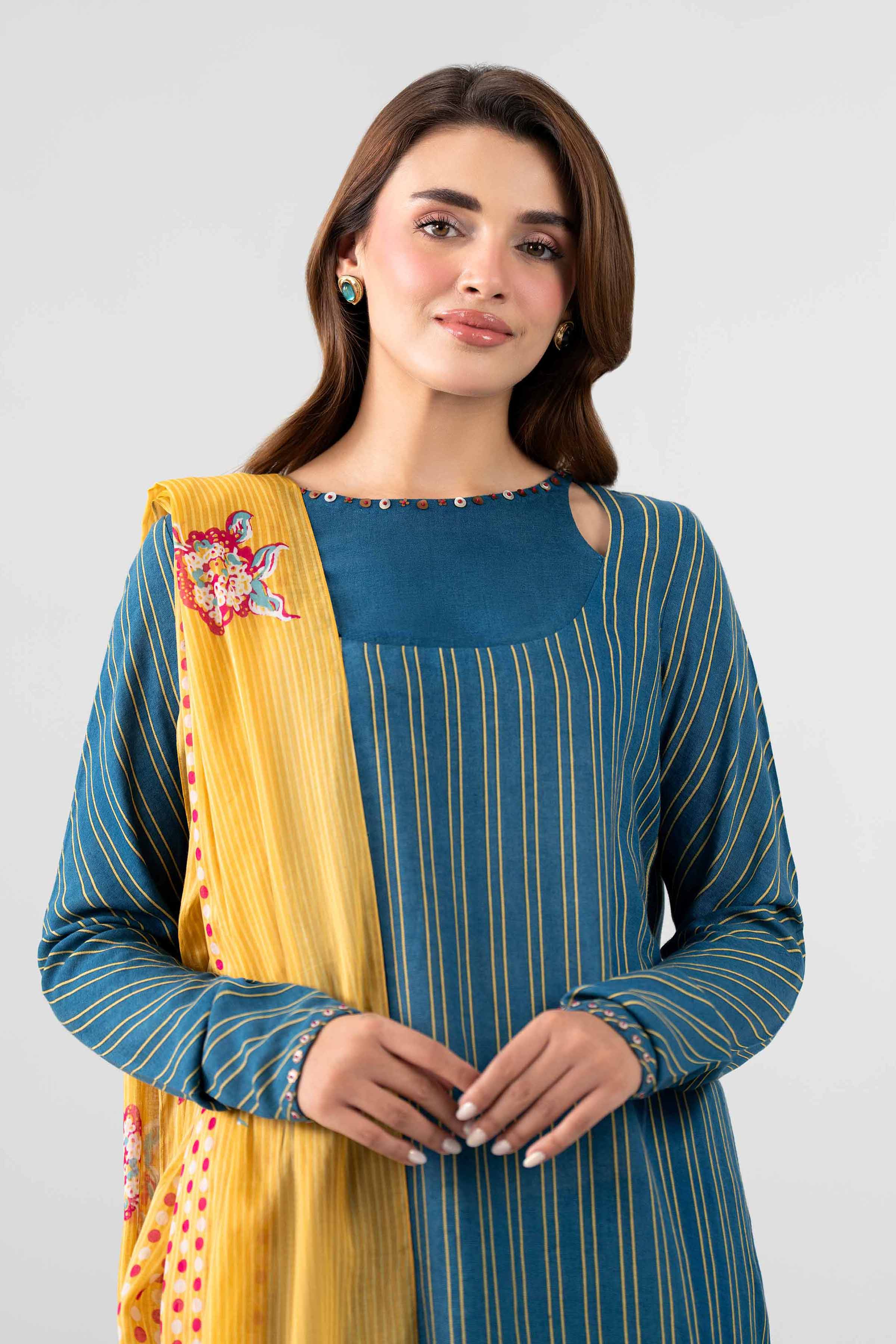 Nishat UK - Blue Embroidered Cotton 3 Pieces ready to wear Suit