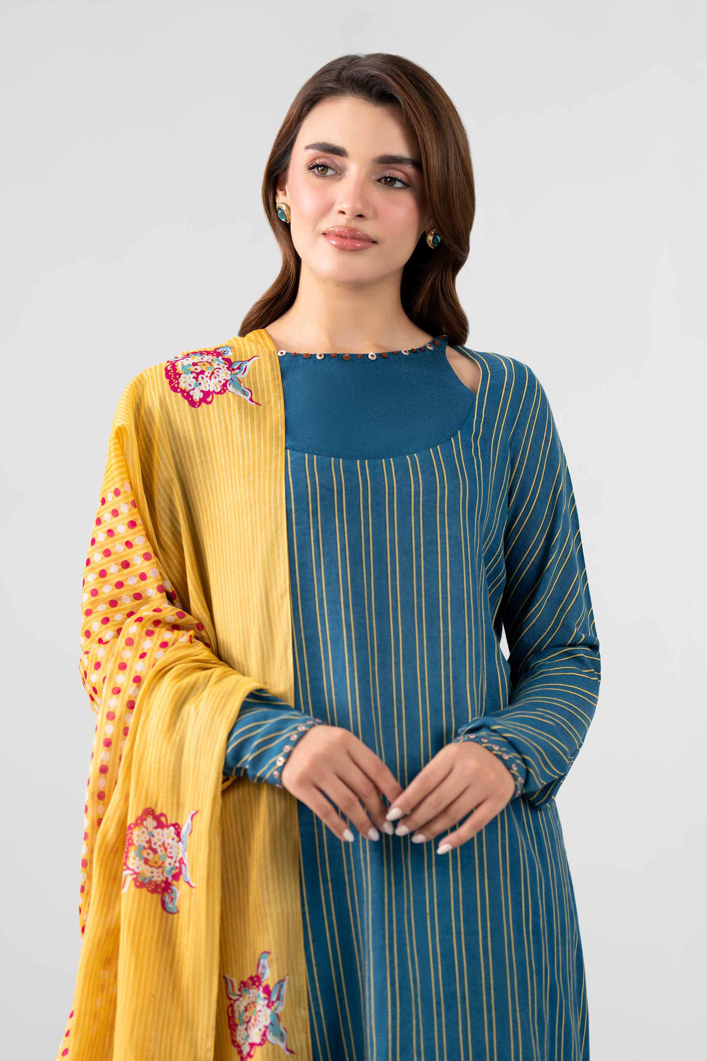 Nishat UK - Blue Embroidered Cotton 3 Pieces ready to wear Suit