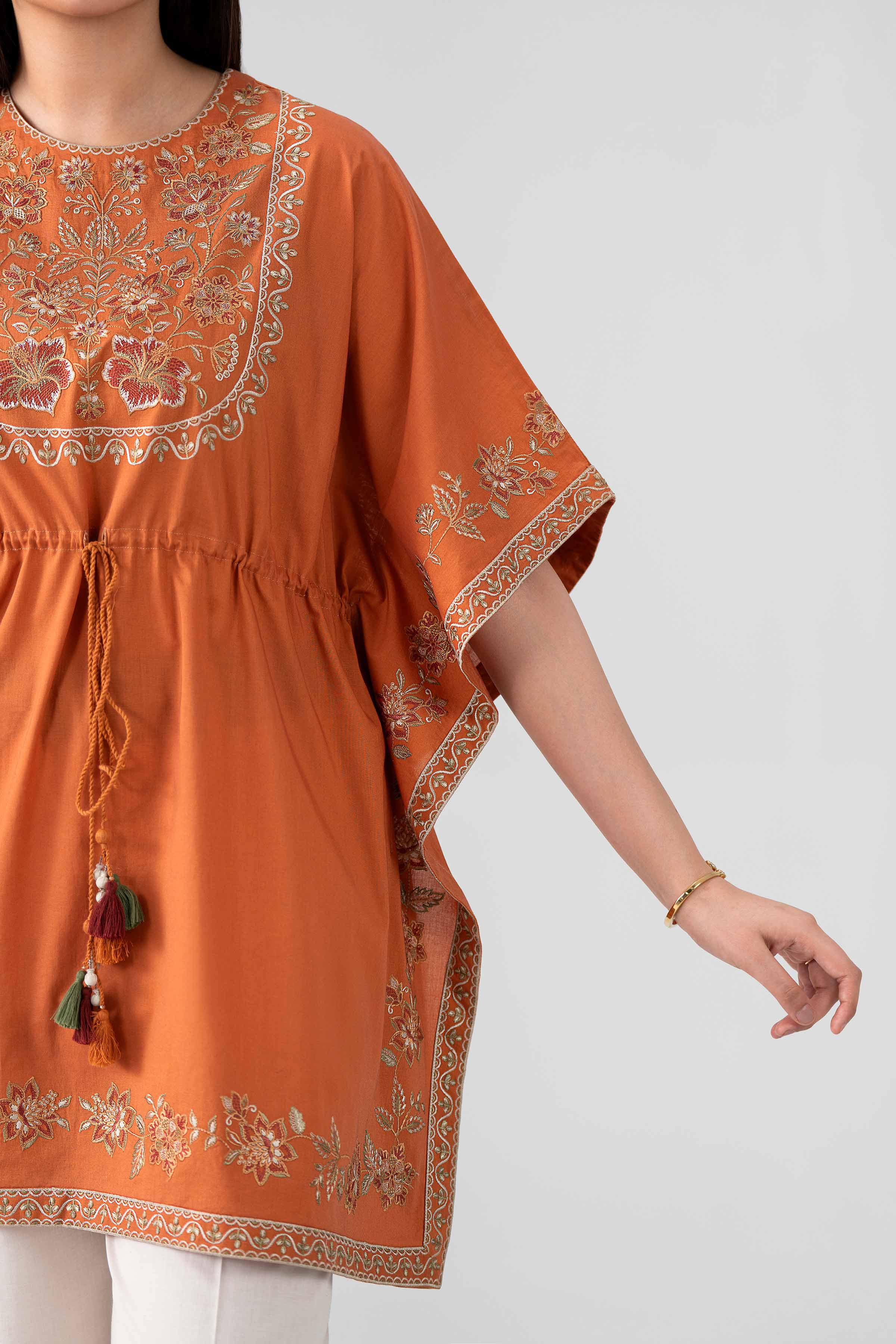 Nishat UK - Orange Embroidered Cambric 2 Pieces ready to wear Dress