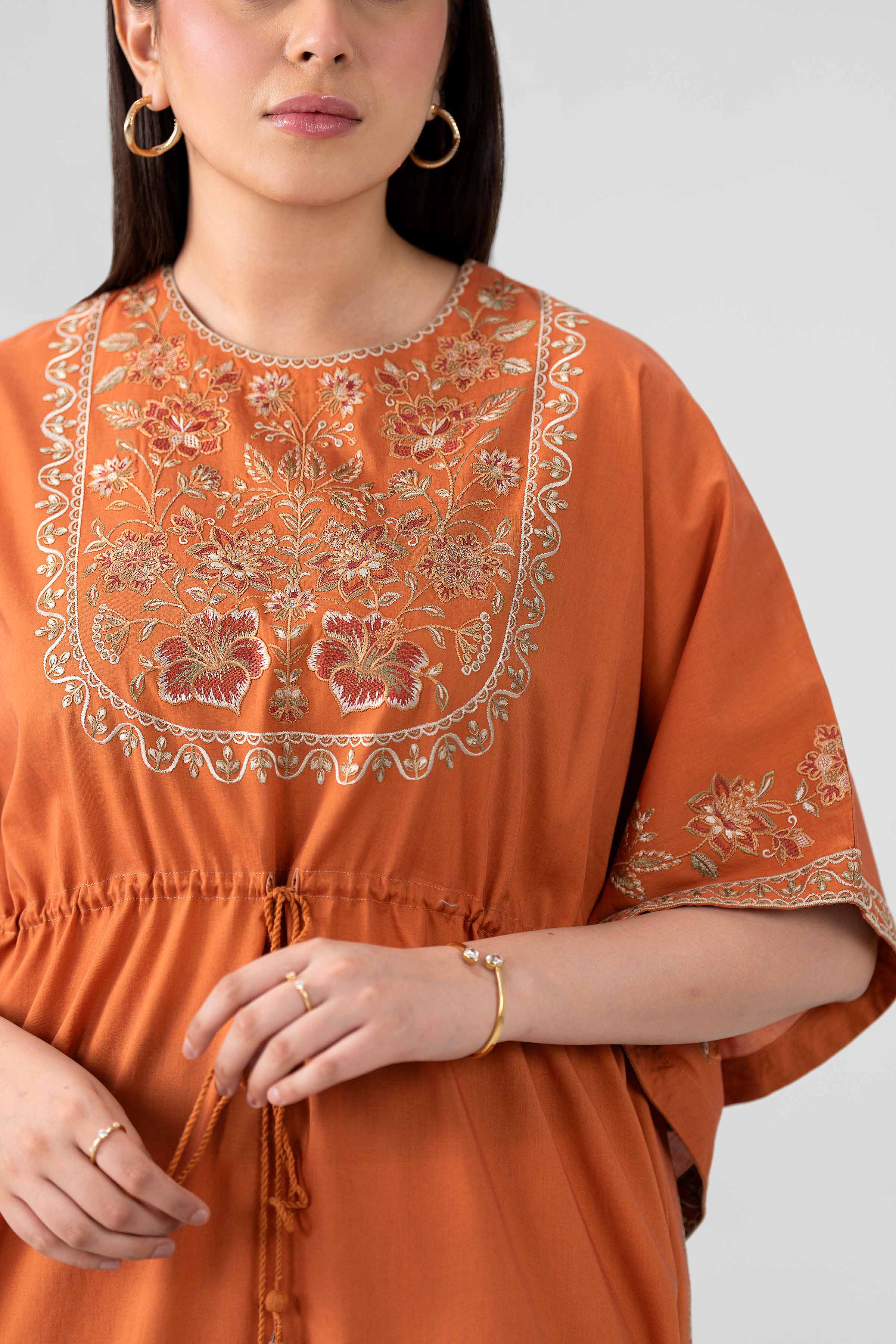 Nishat UK - Orange Embroidered Cambric 2 Pieces ready to wear Dress