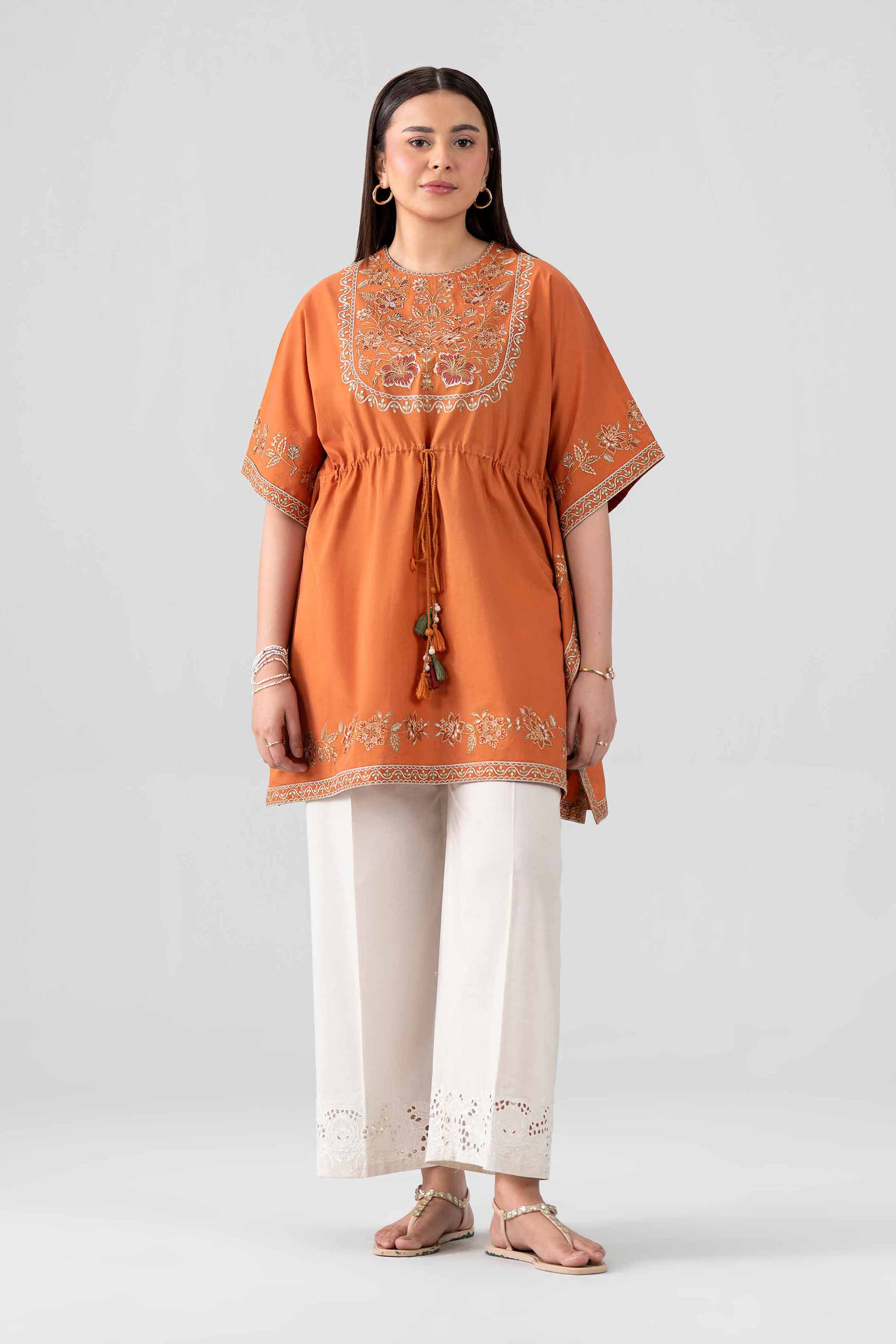 Nishat UK - Orange Embroidered Cambric 2 Pieces ready to wear Dress