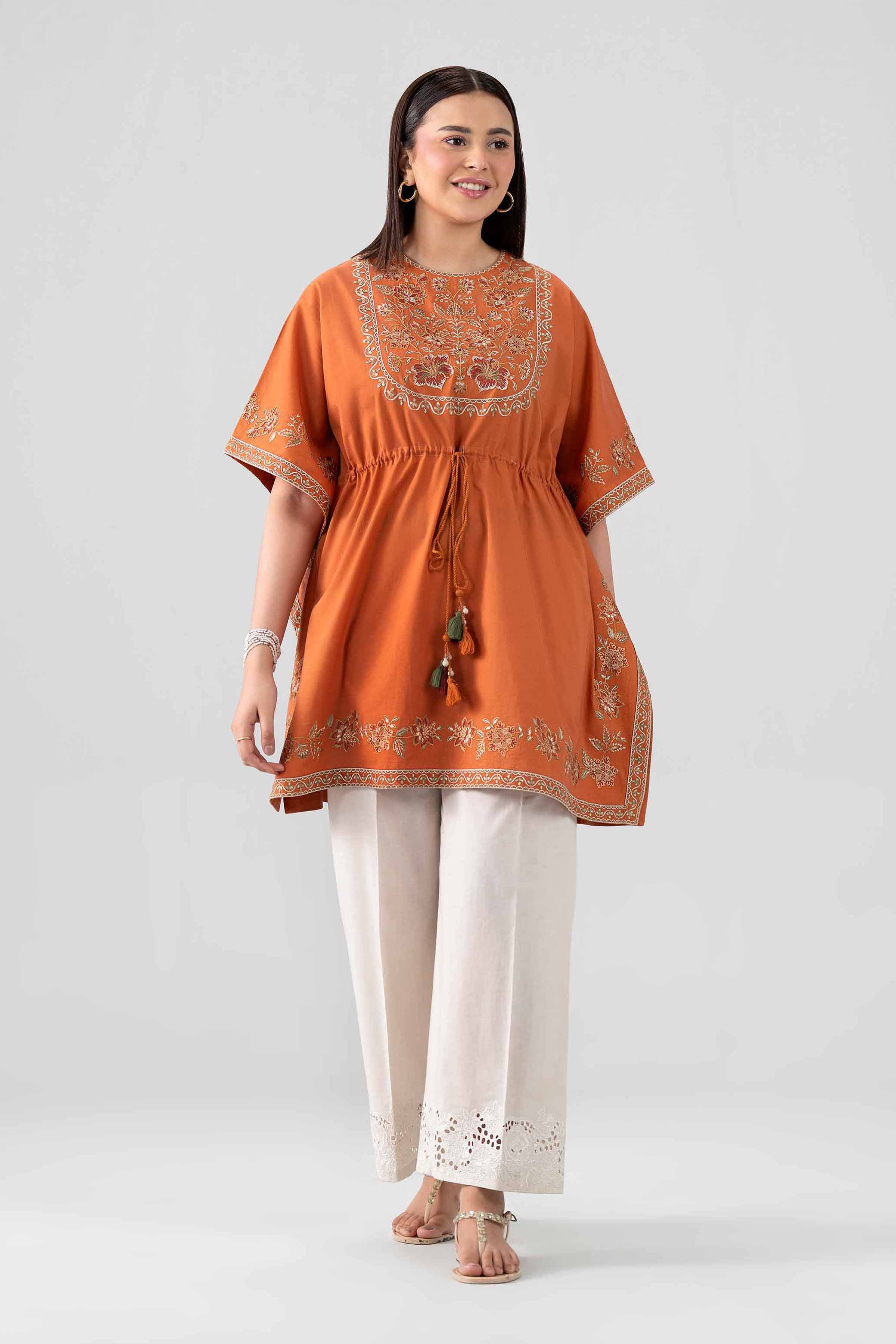 Nishat UK - Orange Embroidered Cambric 2 Pieces ready to wear Dress