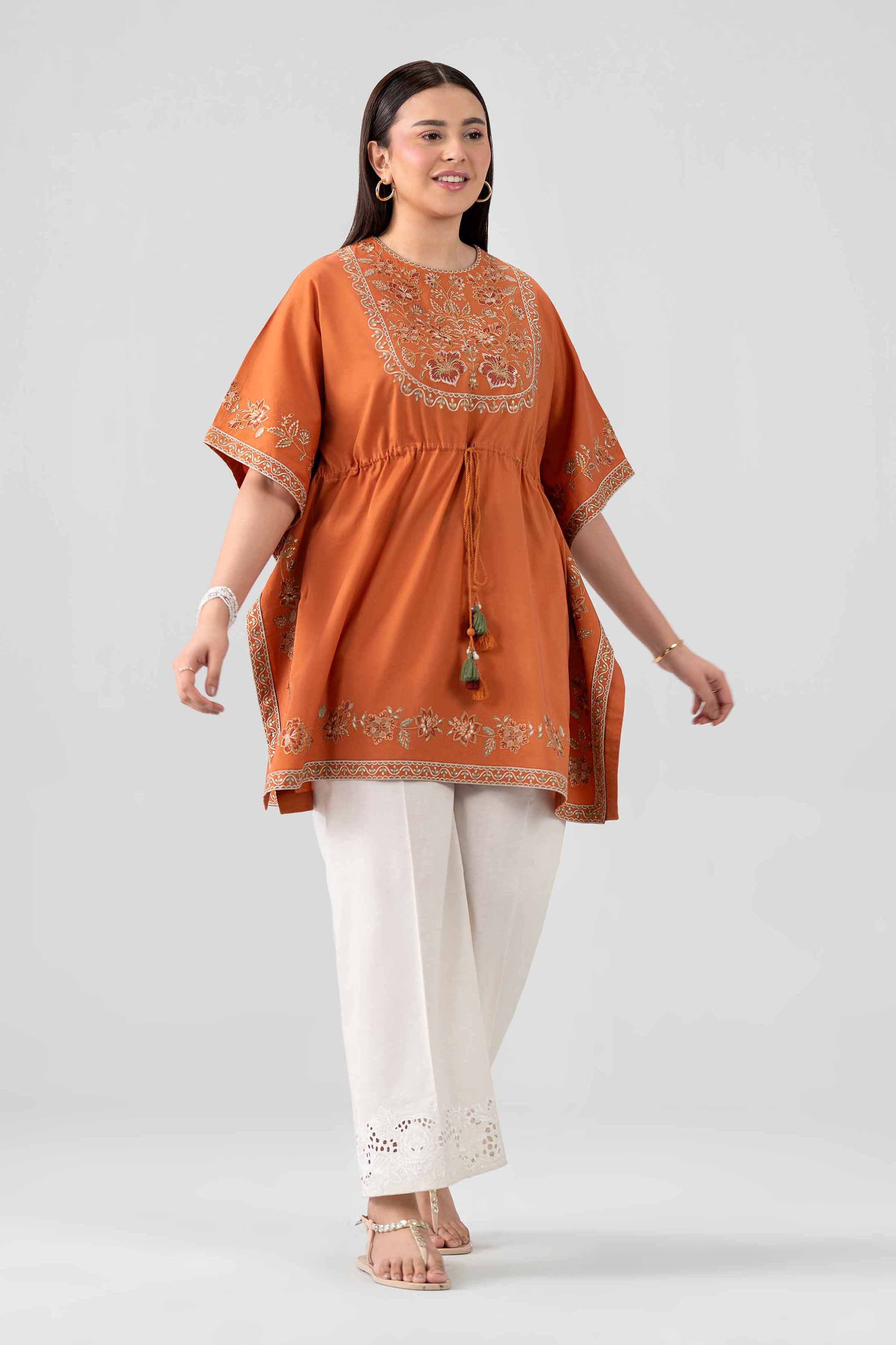 Nishat UK - Orange Embroidered Cambric 2 Pieces ready to wear Dress