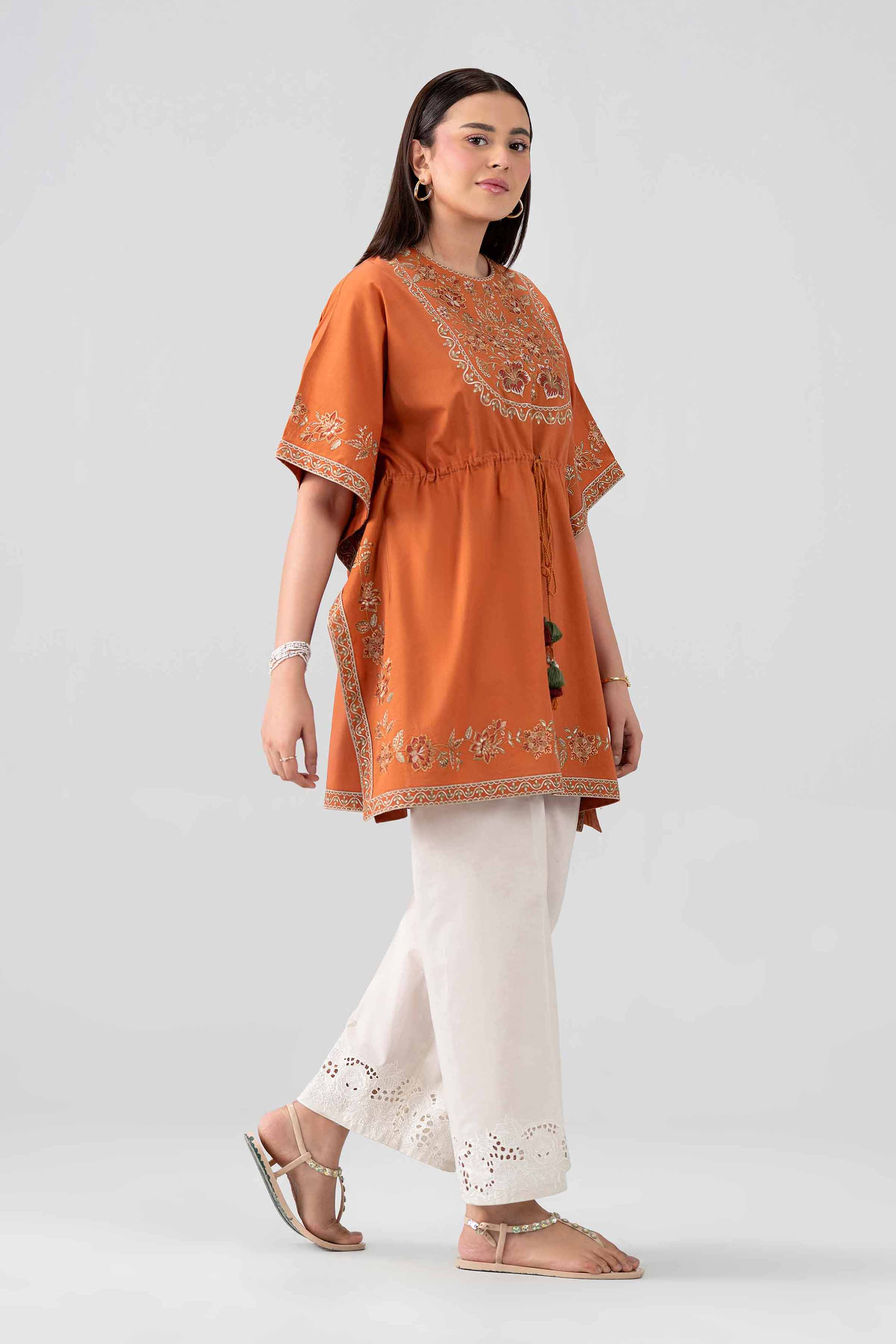 Nishat UK - Orange Embroidered Cambric 2 Pieces ready to wear Dress