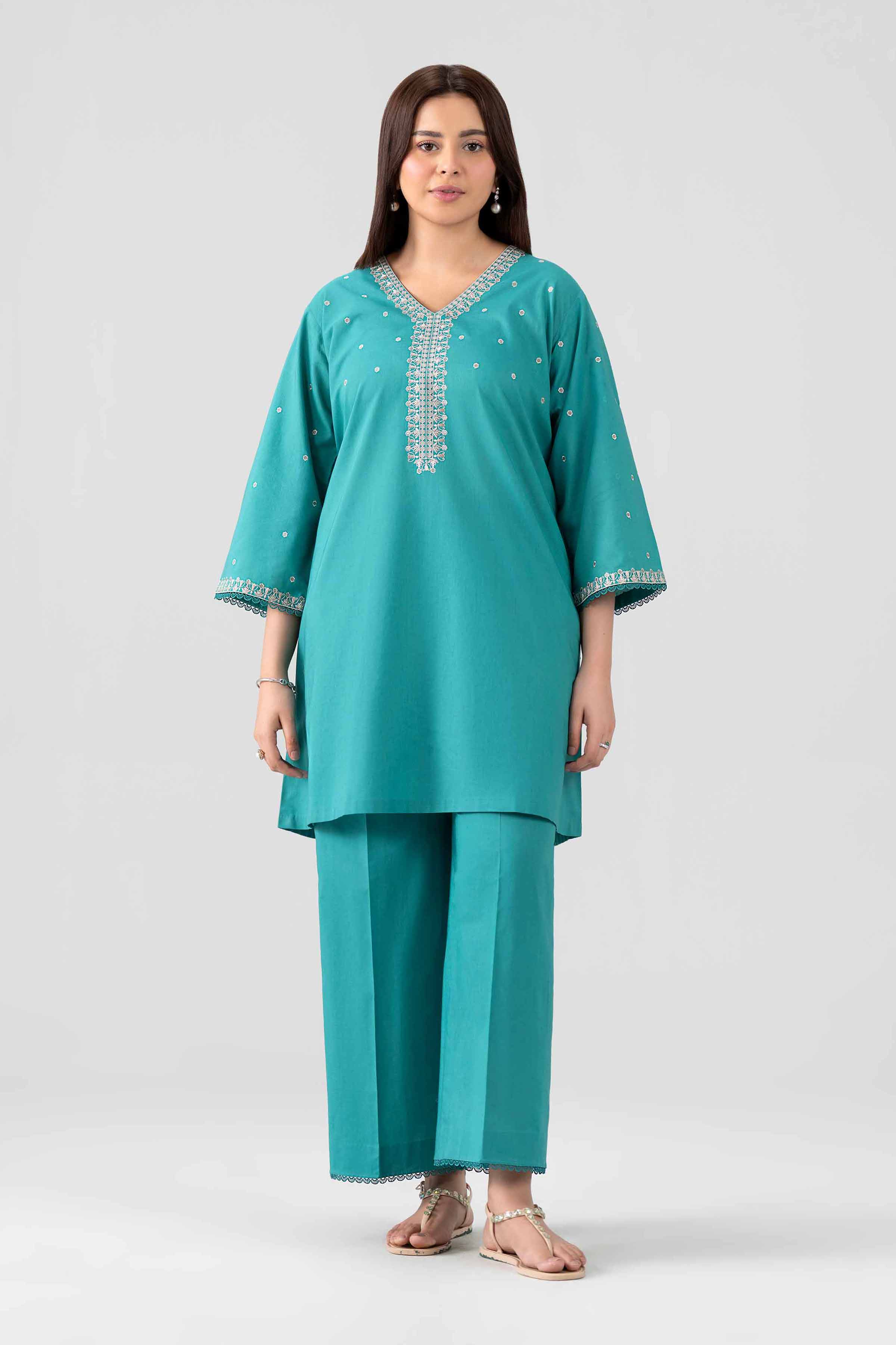 Nishat UK - Blue Embroidered Cambric 2 Pieces ready to wear luxury Dress
