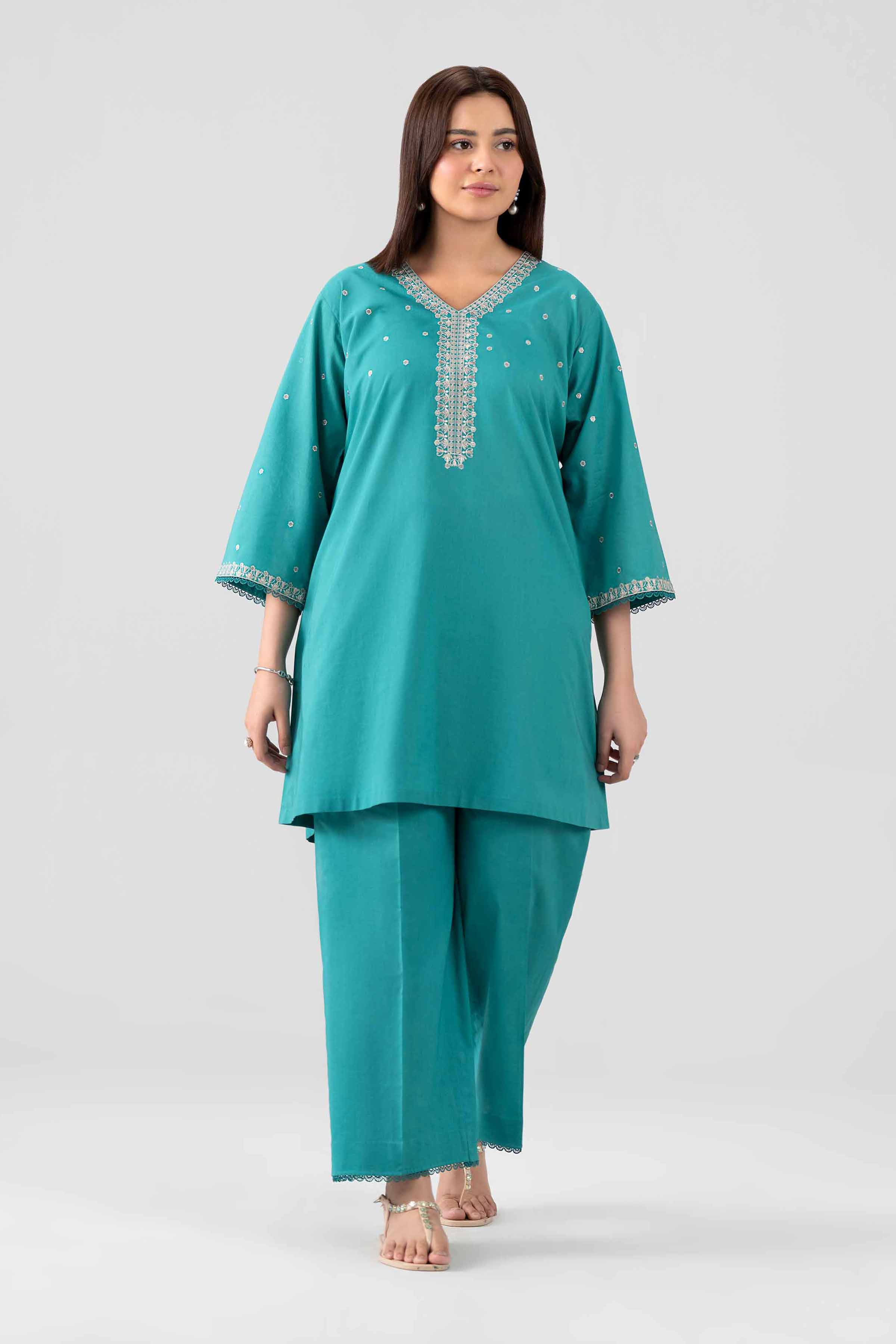 Nishat UK - Blue Embroidered Cambric 2 Pieces ready to wear luxury Dress