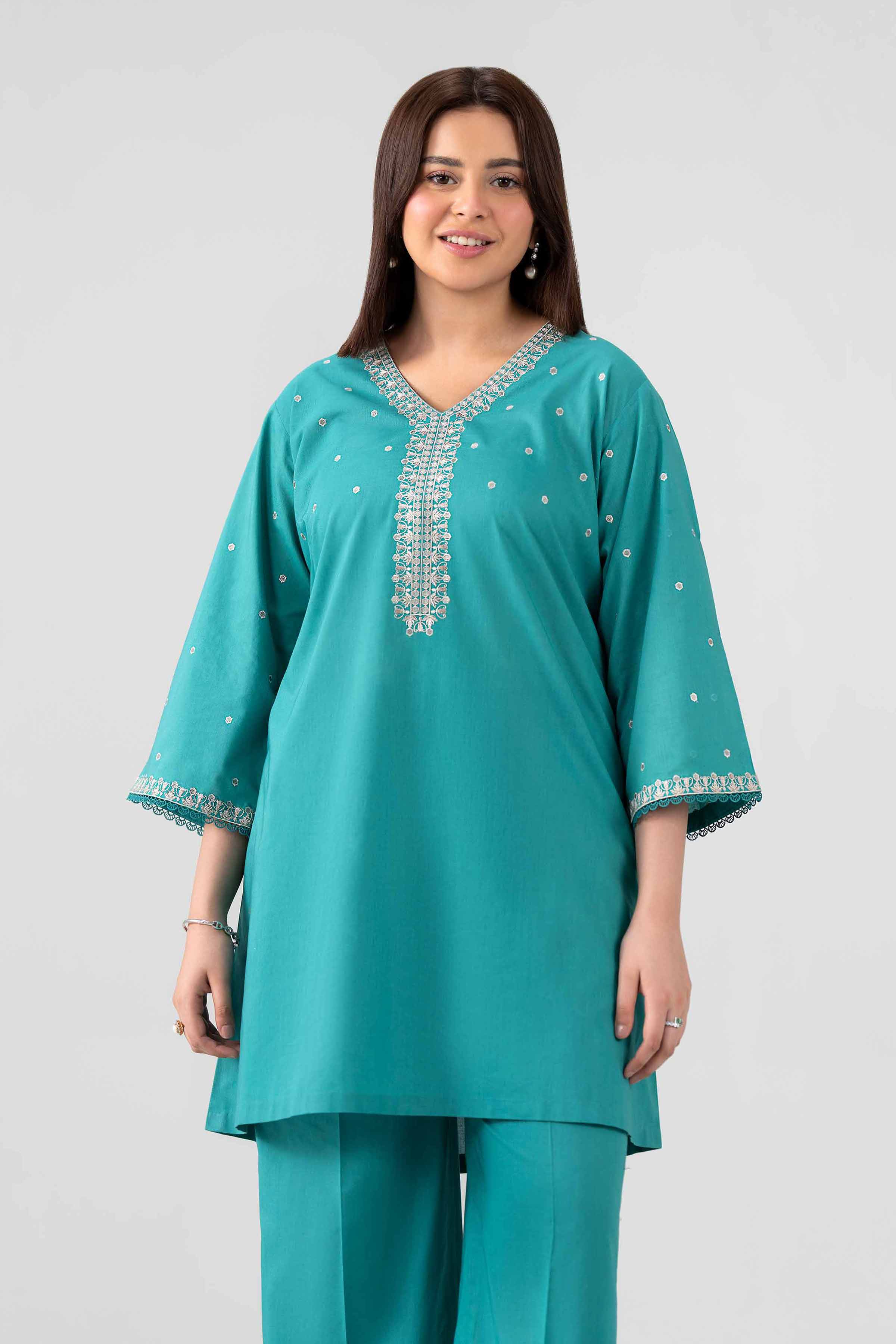 Nishat UK - Blue Embroidered Cambric 2 Pieces ready to wear luxury Dress