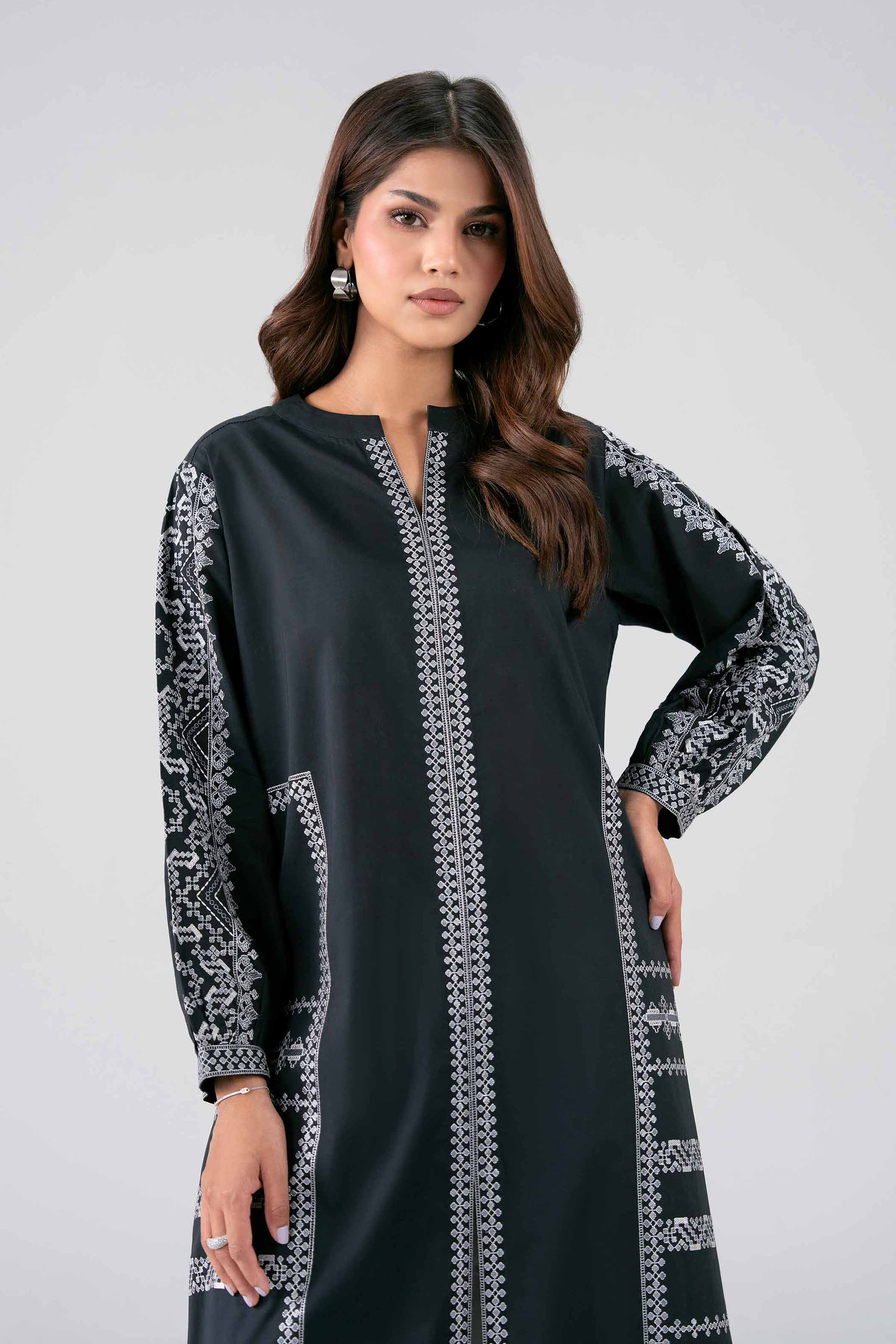 Nishat UK - Black Embroidered Lawn 2 Pieces ready to wear luxury Dress