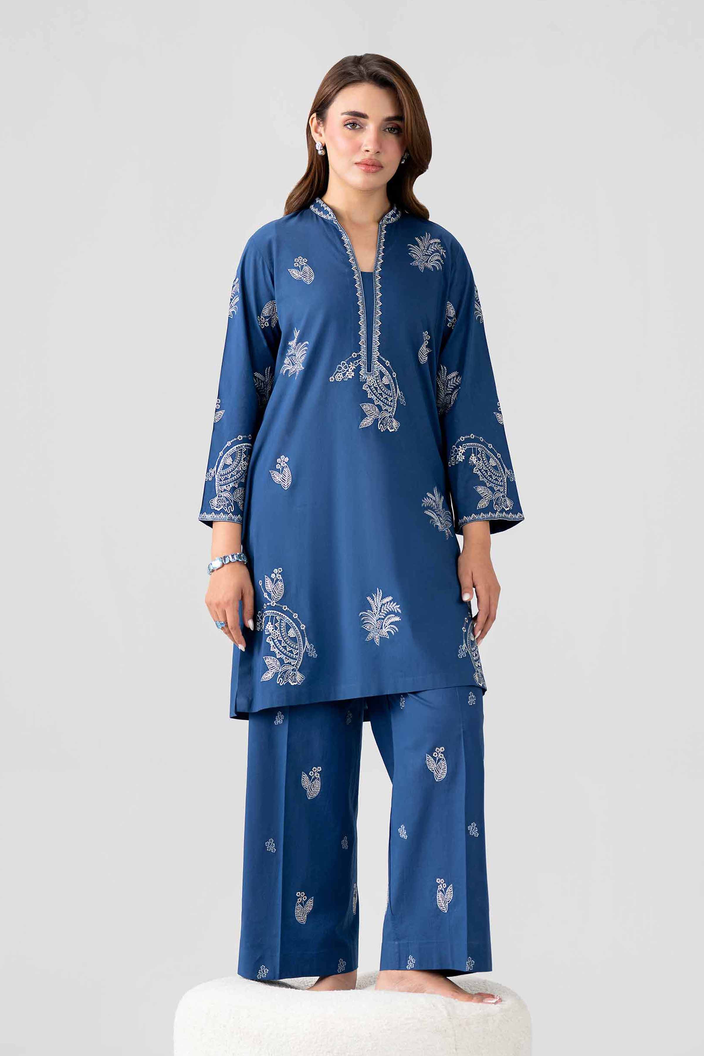 Nishat UK - Blue Embroidered Lawn 2 Pieces ready to wear luxury Dress