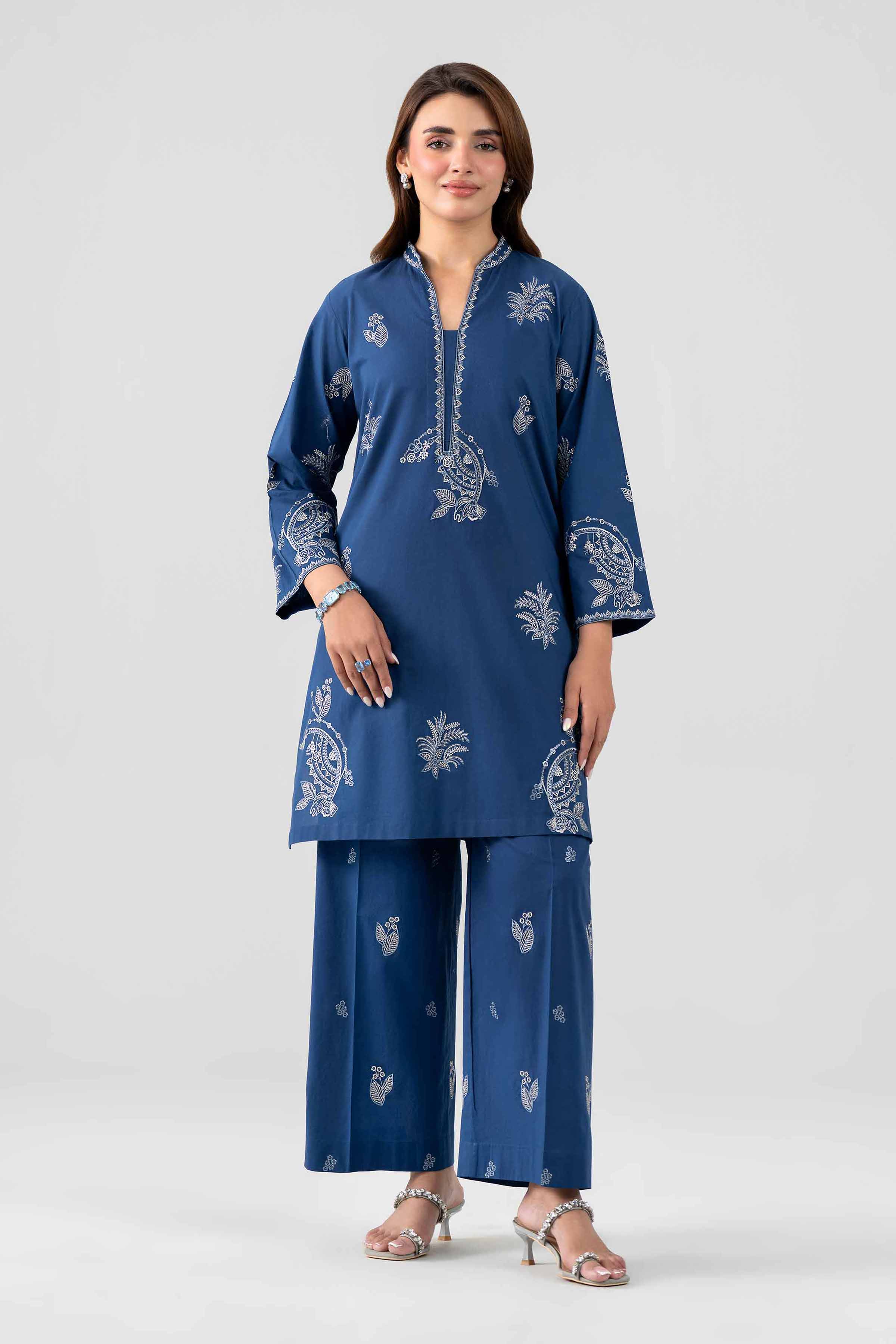 Nishat UK - Blue Embroidered Lawn 2 Pieces ready to wear luxury Dress