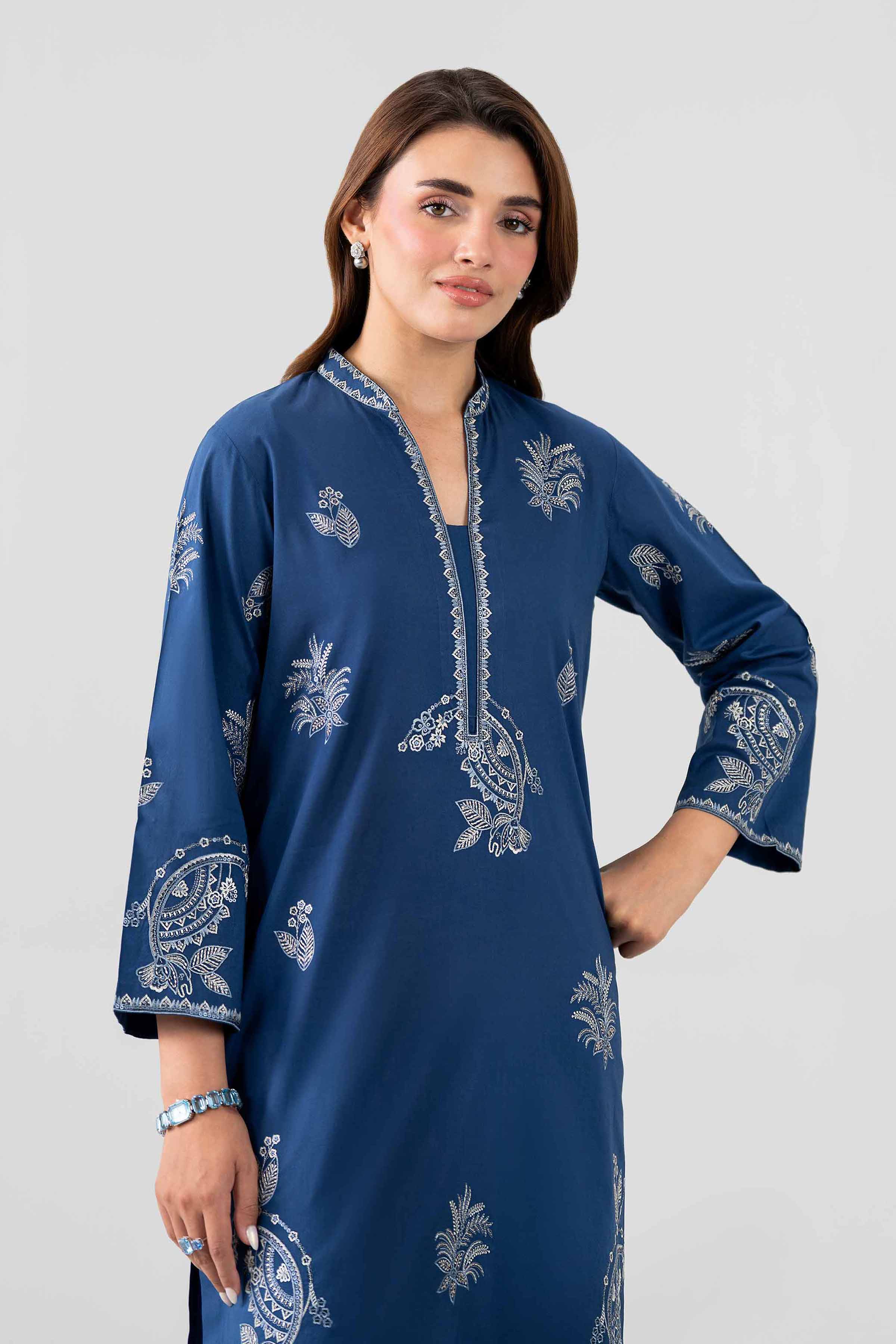 Nishat UK - Blue Embroidered Lawn 2 Pieces ready to wear luxury Dress