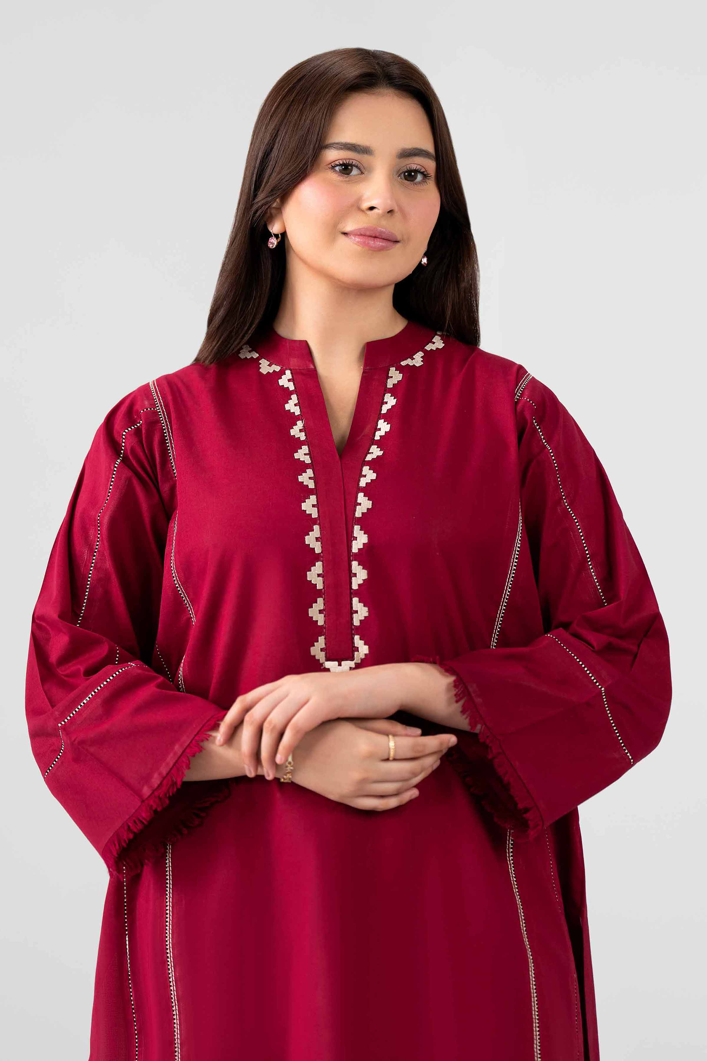 Nishat UK - Red Embroidered Lawn 2 Pieces ready to wear luxury Dress