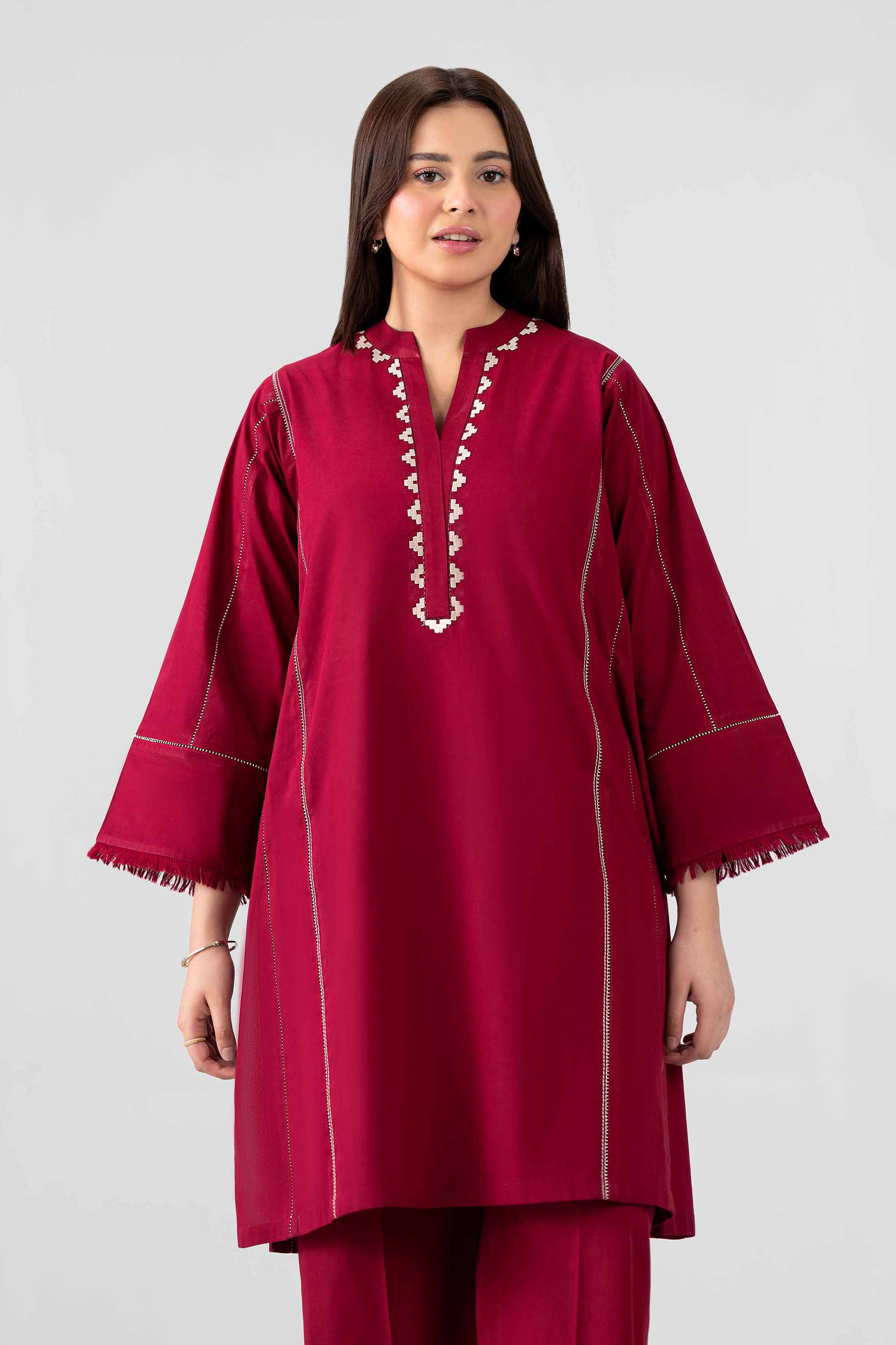 Nishat UK - Red Embroidered Lawn 2 Pieces ready to wear luxury Dress
