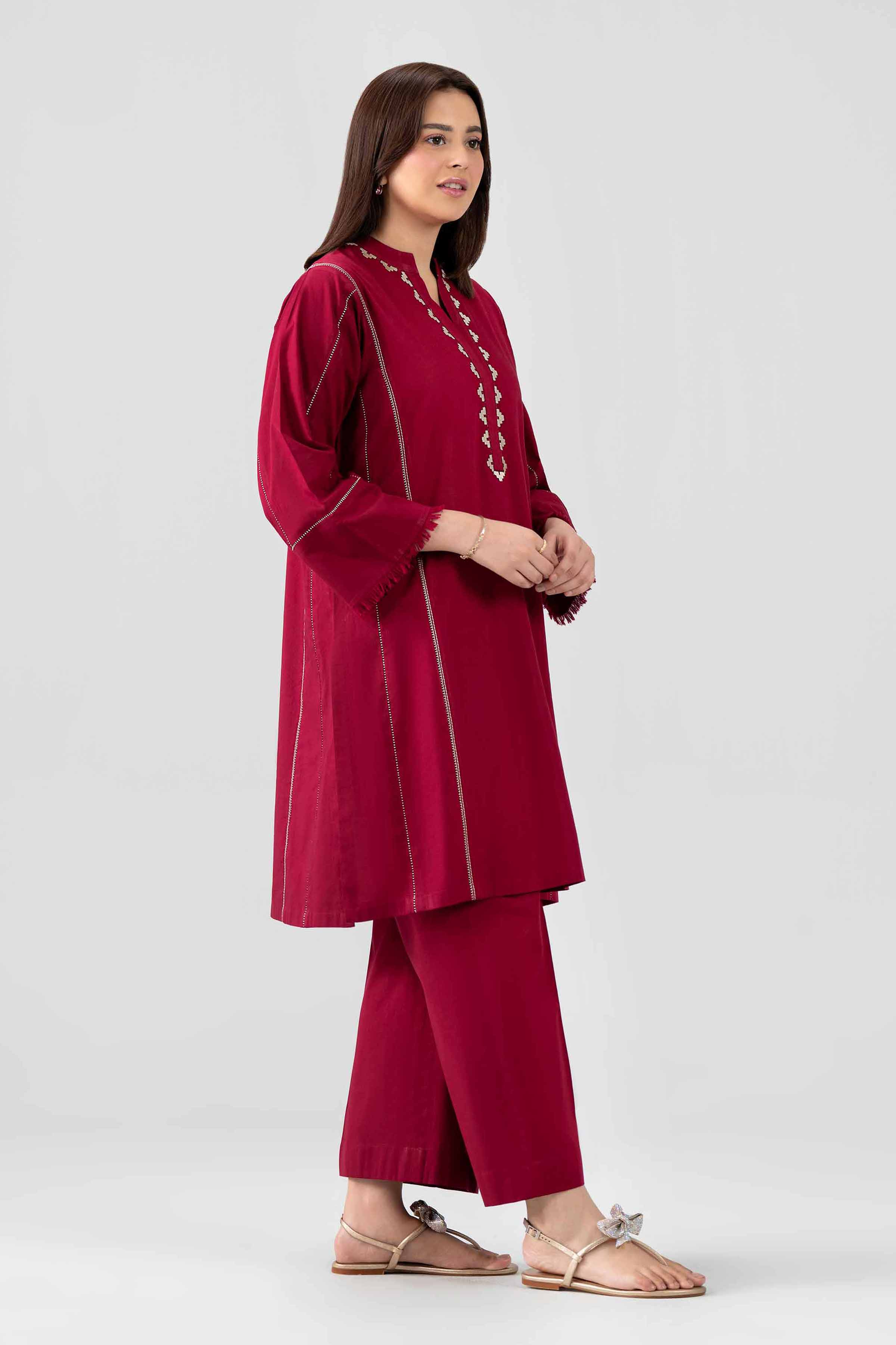 Nishat UK - Red Embroidered Lawn 2 Pieces ready to wear luxury Dress