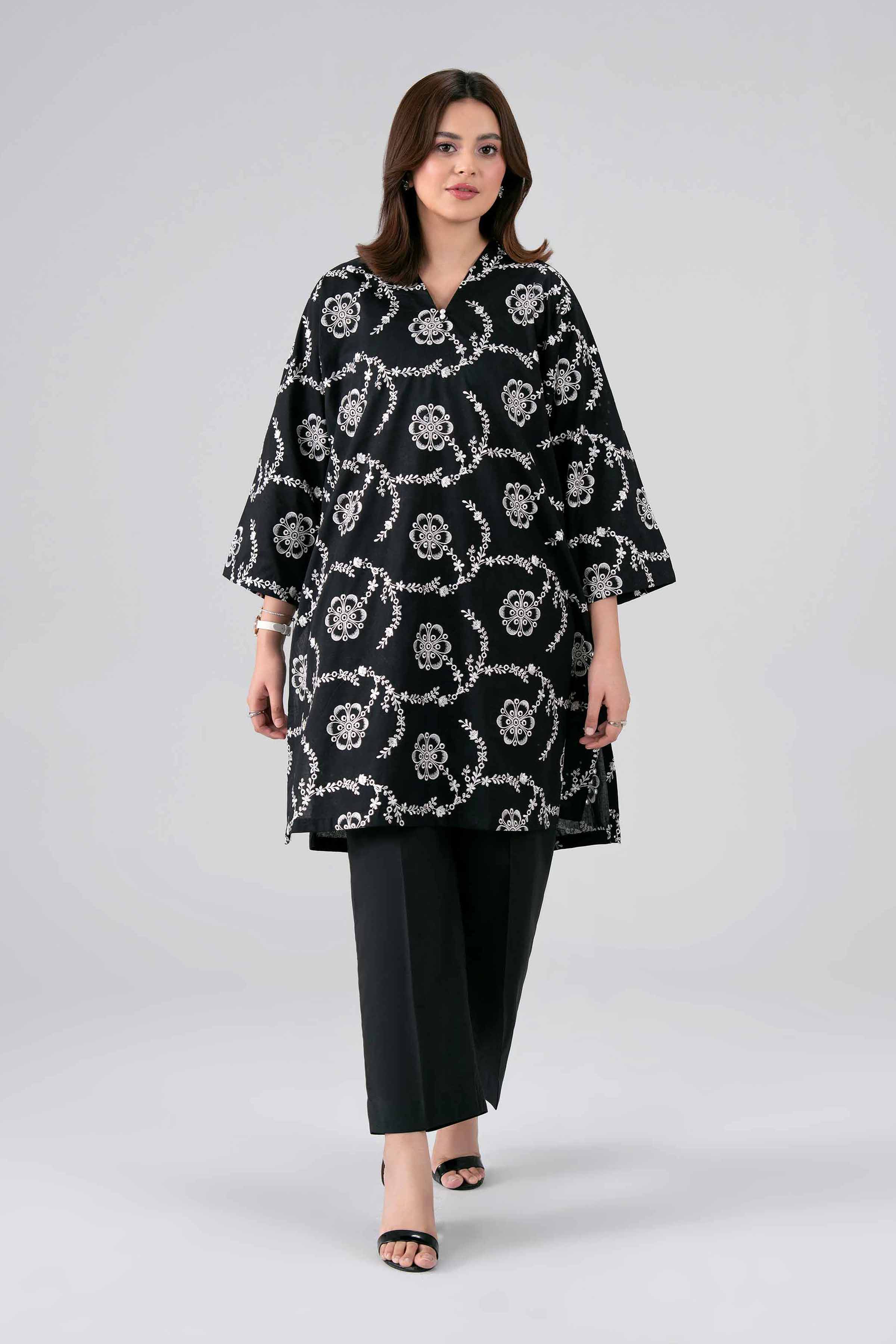 Nishat UK - Black Embroidered Cambric 2 Pieces ready to wear luxury Dress