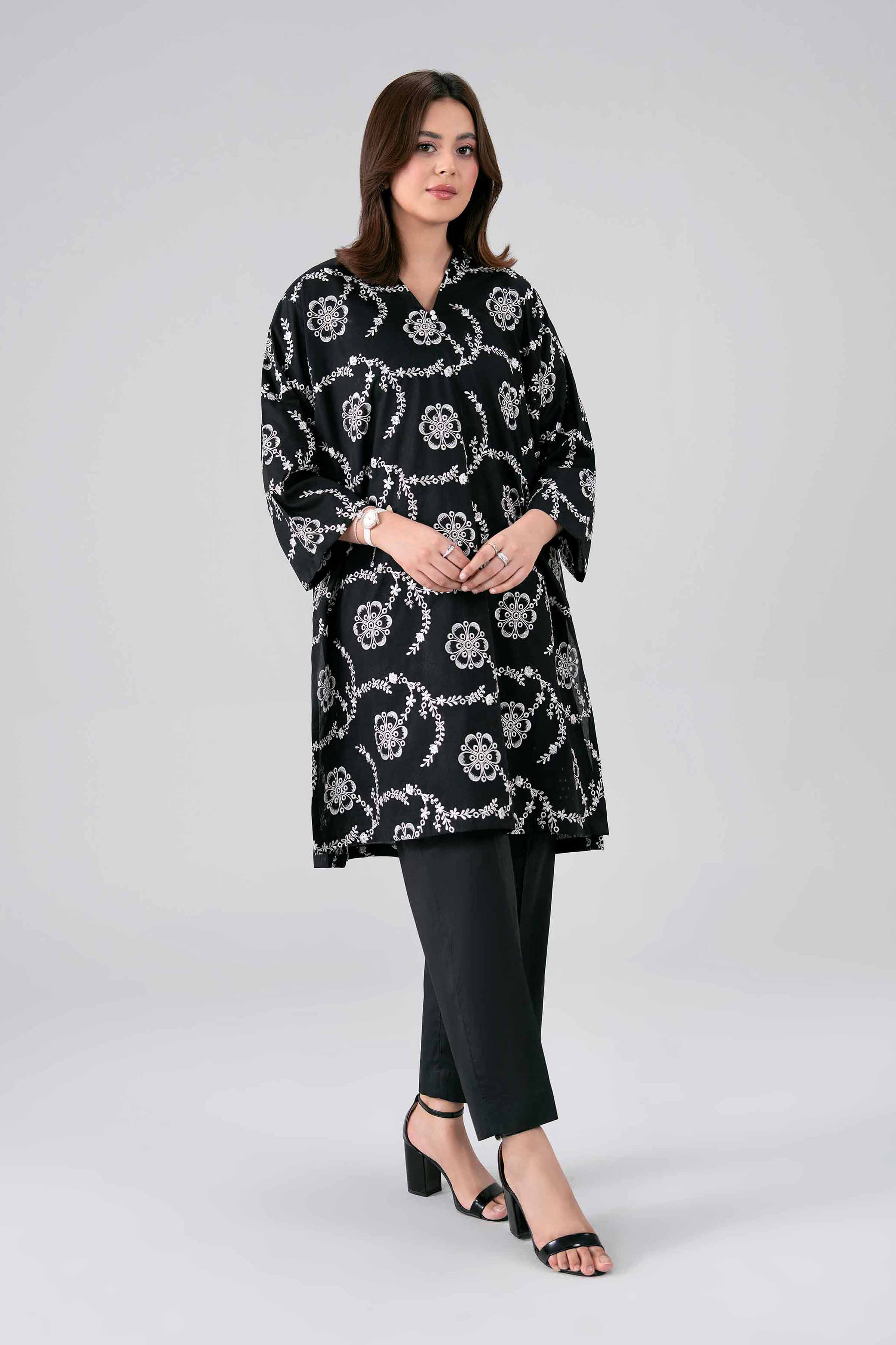 Nishat UK - Black Embroidered Cambric 2 Pieces ready to wear luxury Dress