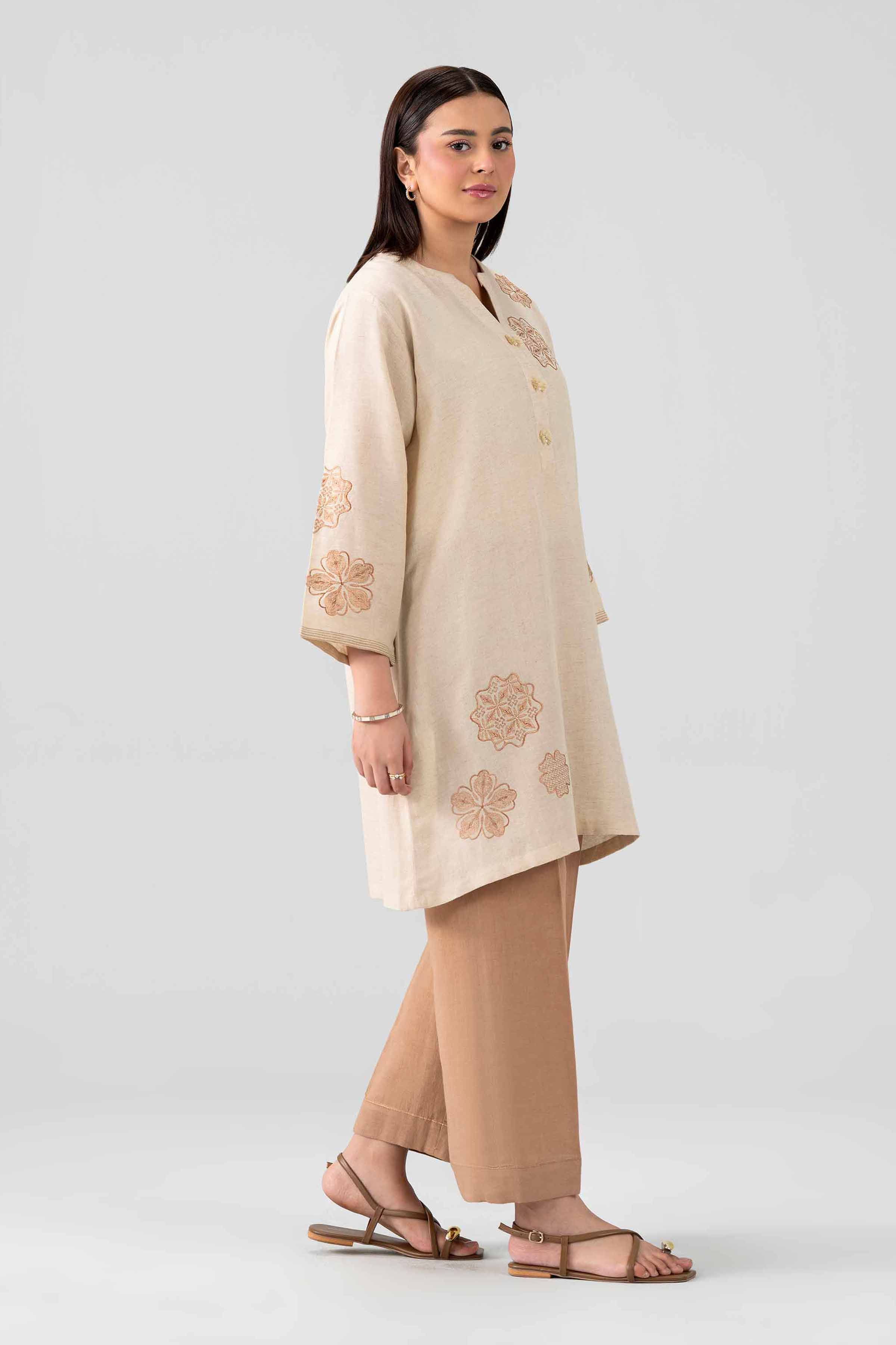 Nishat UK - Beige Embroidered Cotton 2 Pieces ready to wear luxury Dress