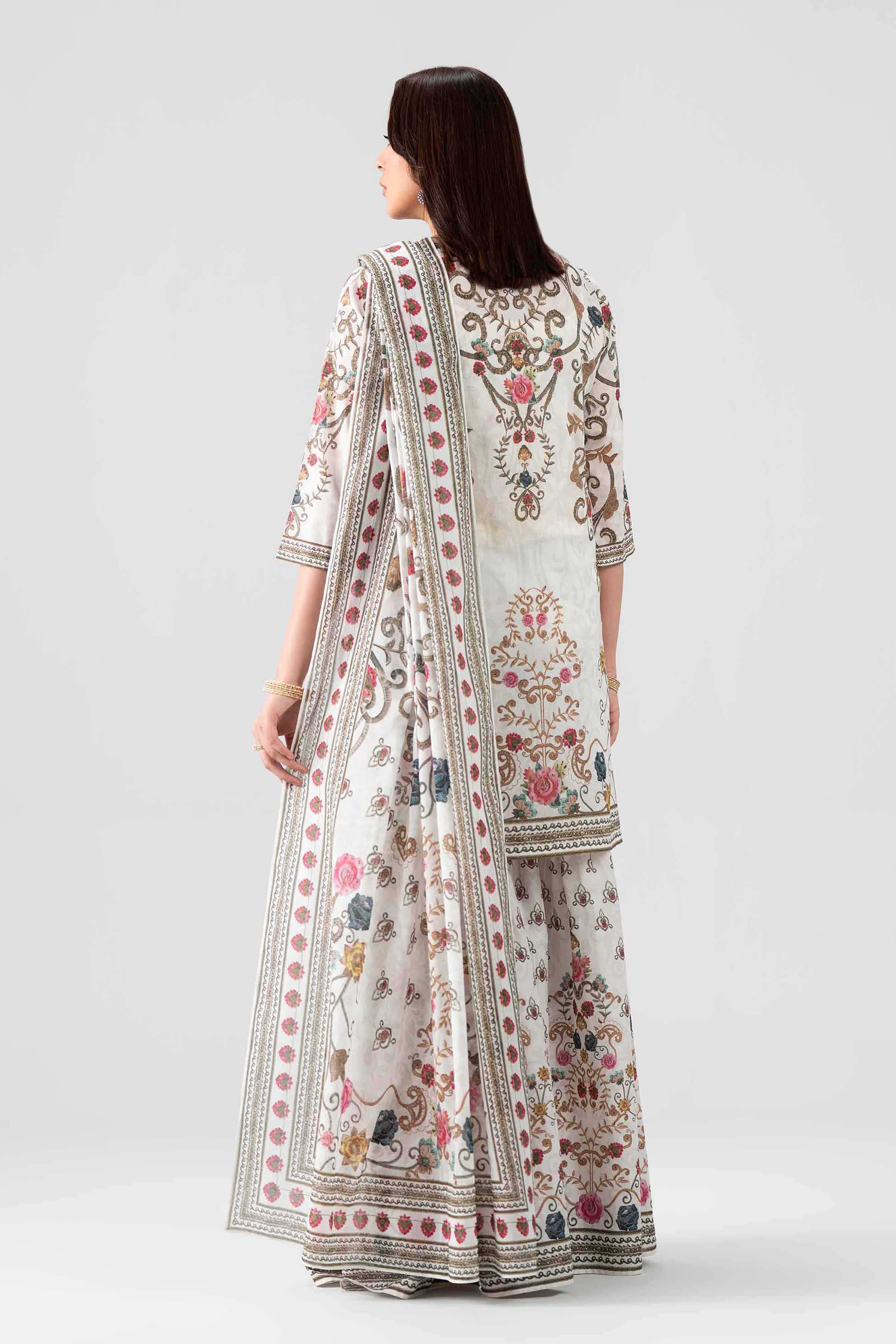 Nishat UK - Grey Embroidered Lawn 3 Pieces ready to wear luxury Suit