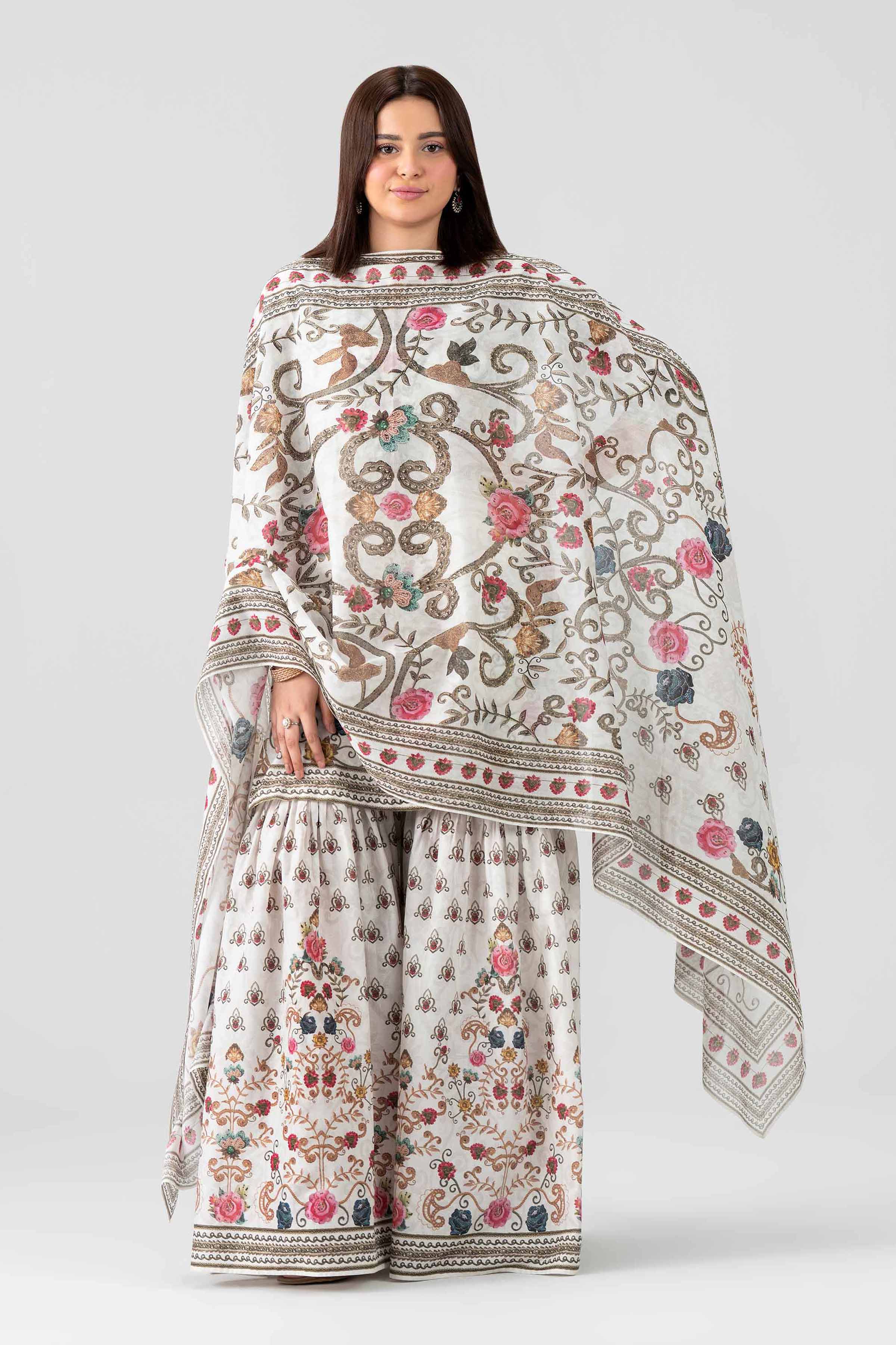 Nishat UK - Grey Embroidered Lawn 3 Pieces ready to wear luxury Suit
