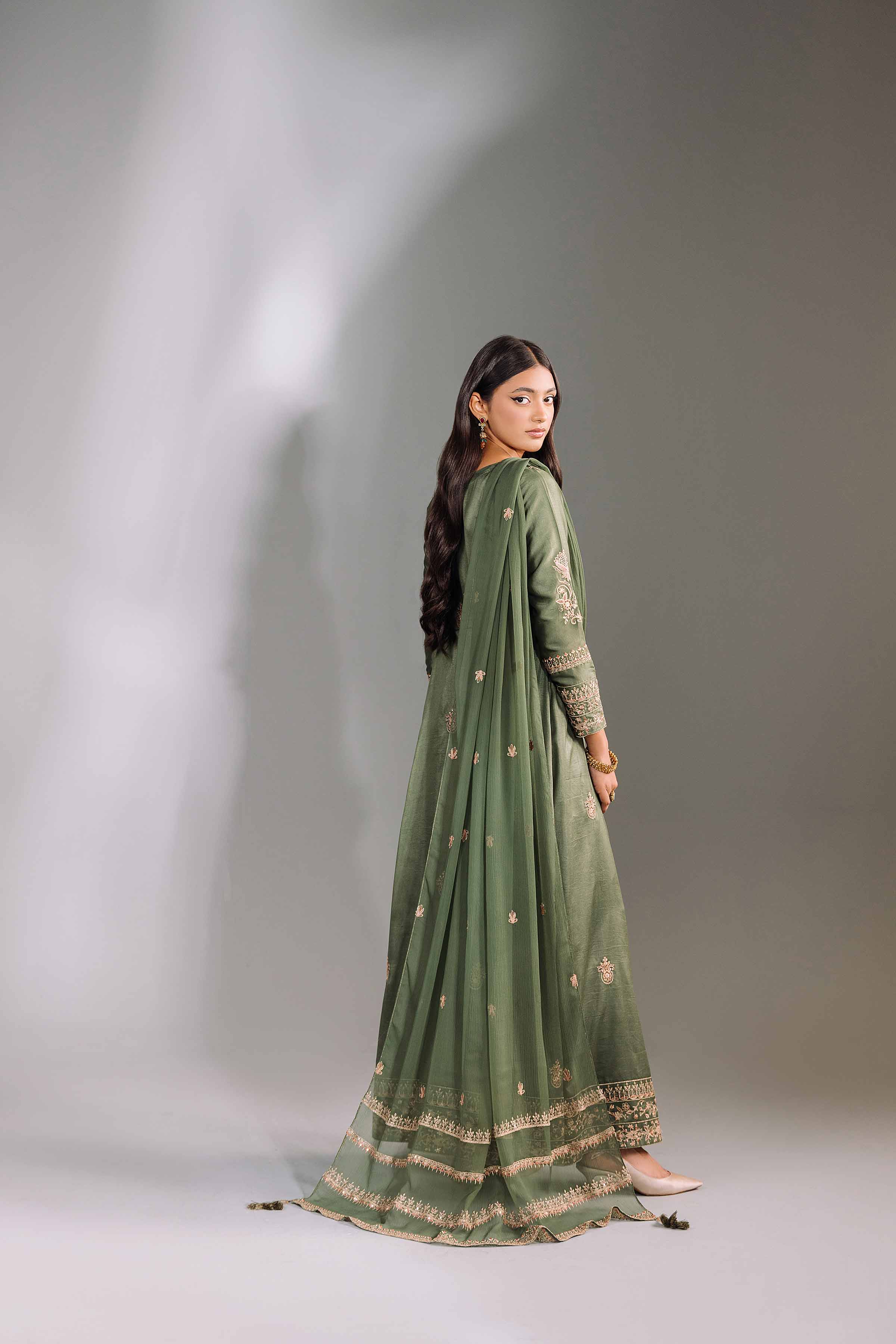 NishatUK - Brown Embroidered Fancy Polyester&Silk 2-piece ready to wear Luxury Dress