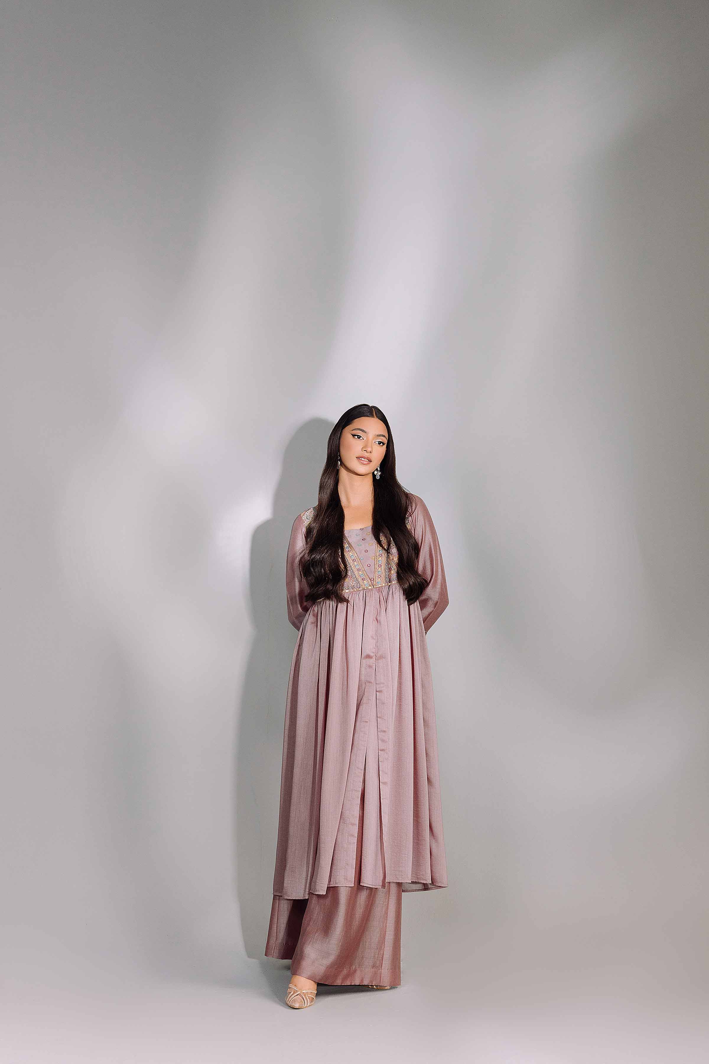 NishatUK - Grey Embroidered Silk 2-piece ready to wear Luxury Dress