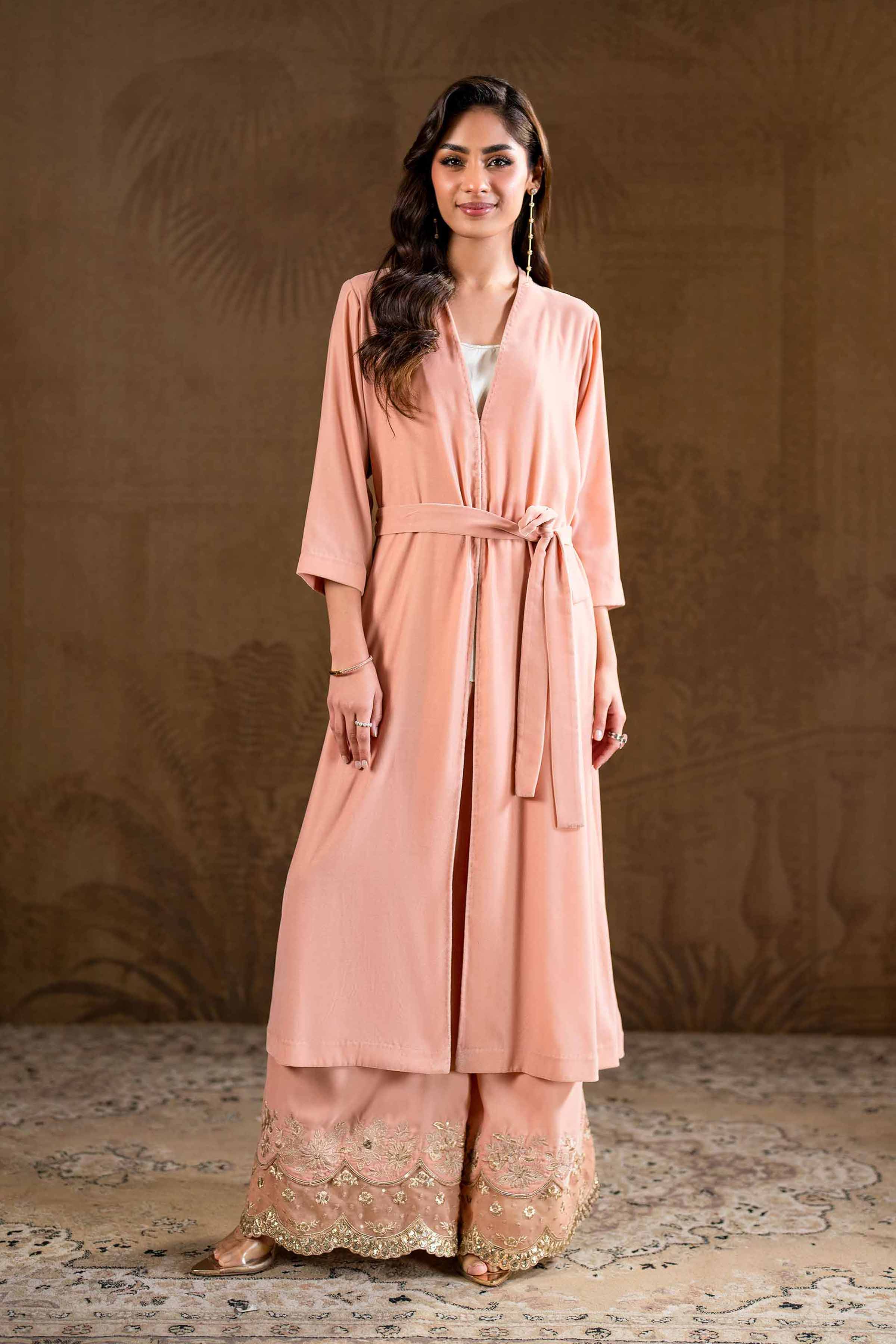 NishatUK - Brown Embroidered Velvet 2-piece ready to wear Luxury Dress