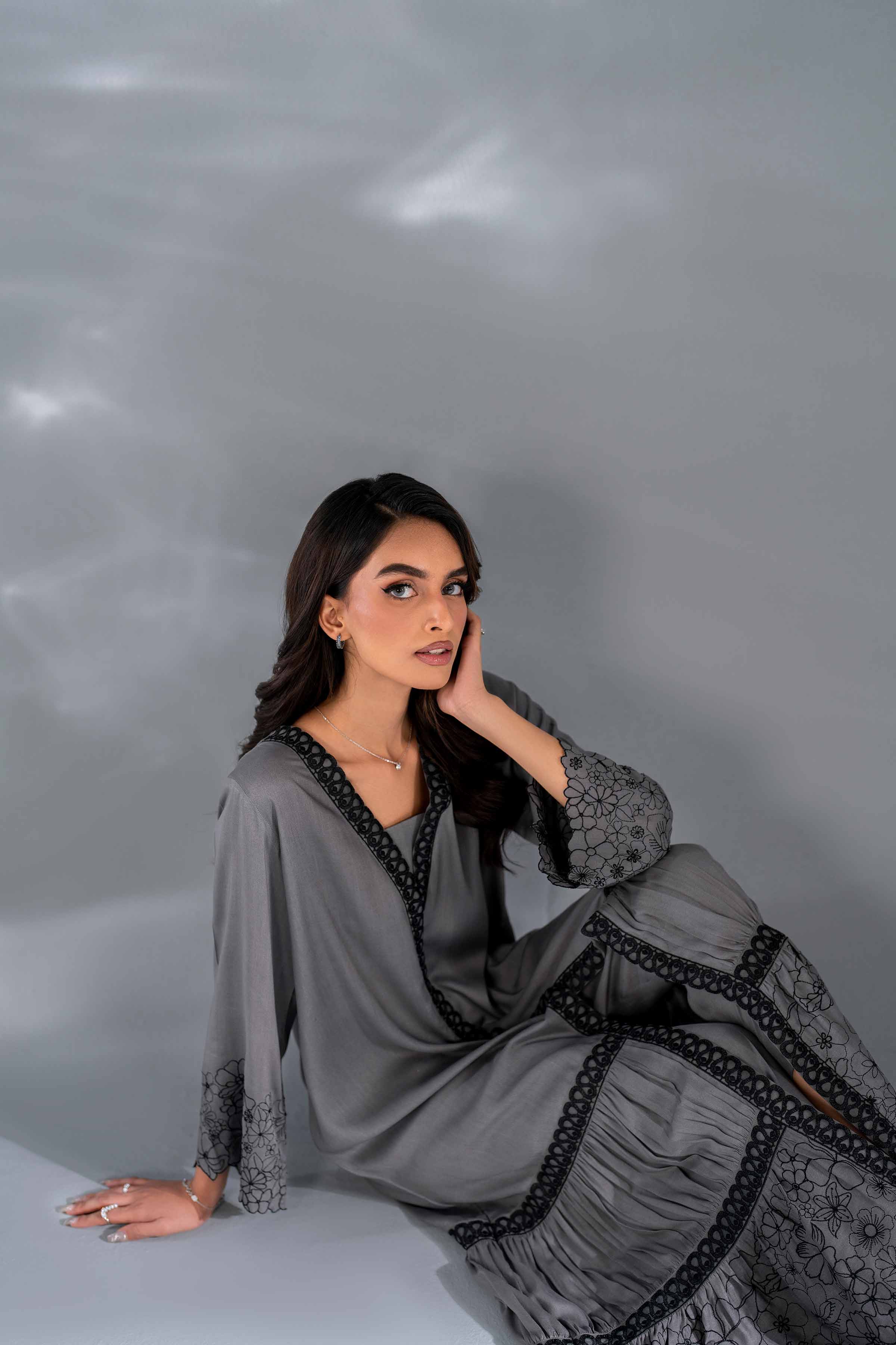 NishatUK - Brown Embroidered Linen 2-piece ready to wear Luxury Dress