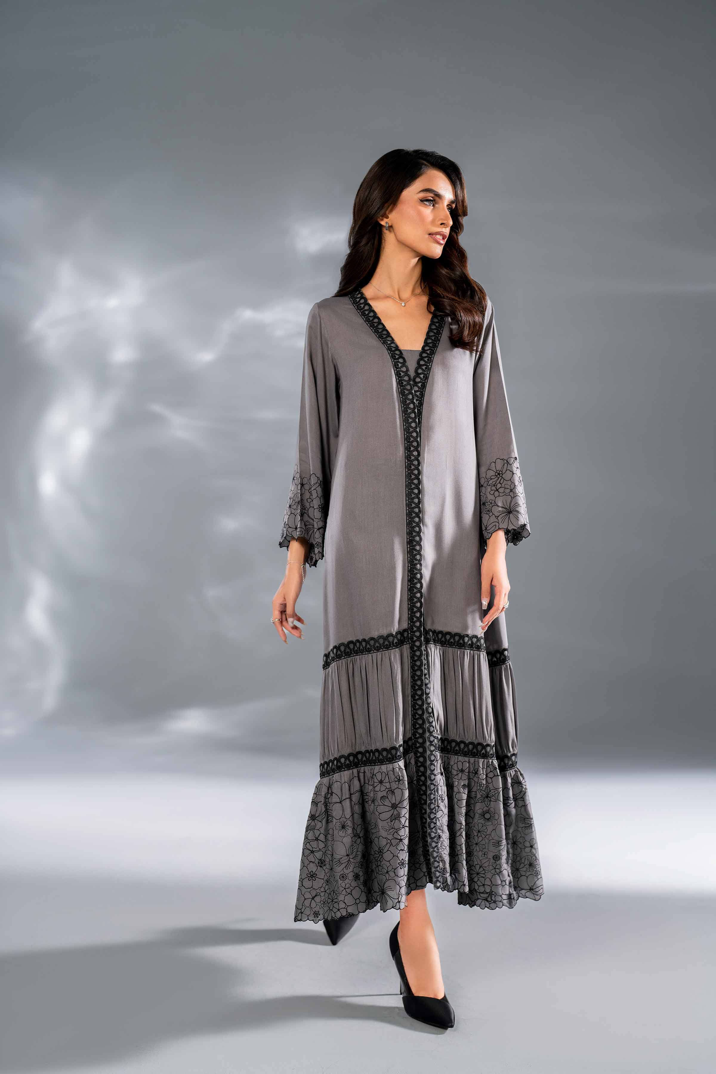 NishatUK - Brown Embroidered Linen 2-piece ready to wear Luxury Dress